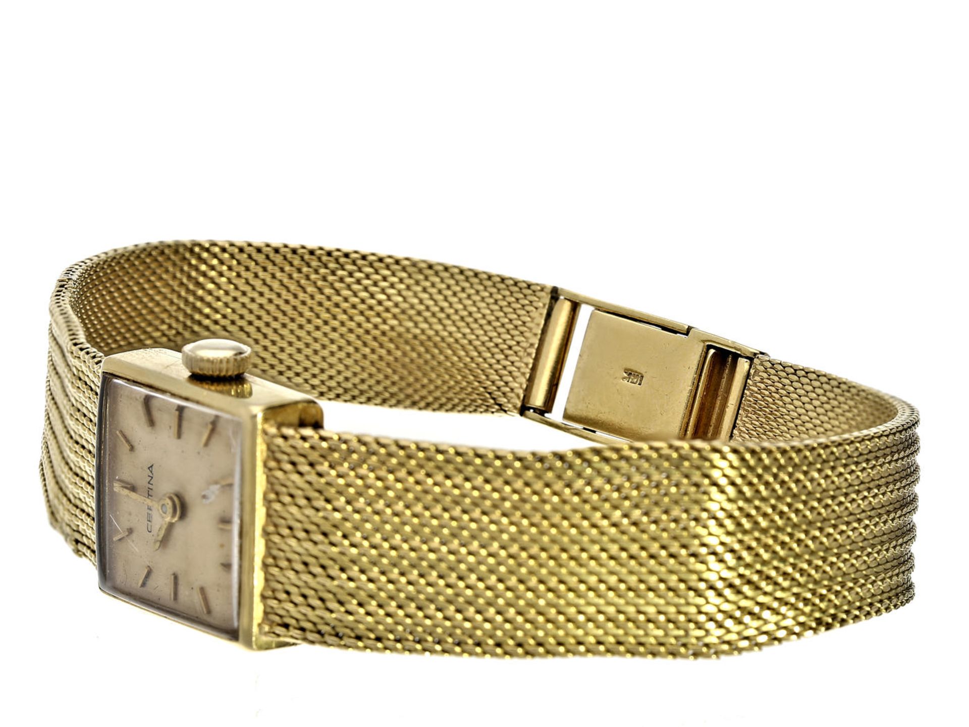 Armbanduhr: goldene vintage Damenuhr der Marke "Certina", um 1960 Ca. 17,5cm lang, ca. 29,2g, 18K - Bild 2 aus 5