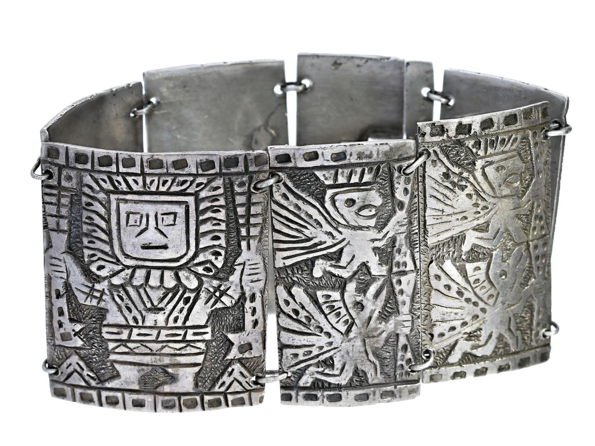 Armband: interessantes, breites und dekoratives vintage Silberarmband Ca. 17cm lang, ca. 83,5g, - Bild 2 aus 2