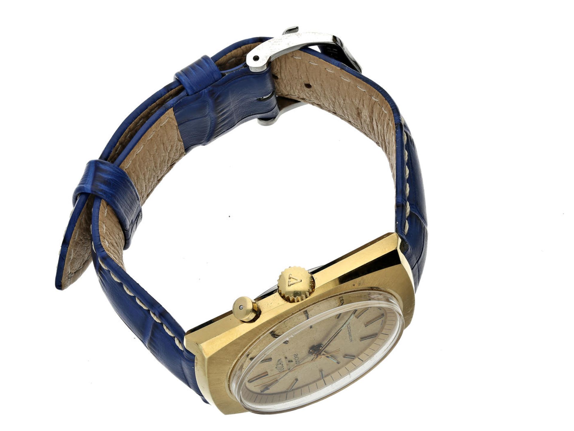 Armbanduhr: vintage Vulcain Cricket, Herrenuhr mit Wecker, 60er Jahre Ca. Ø38mm, Edelstahl, - Bild 3 aus 5