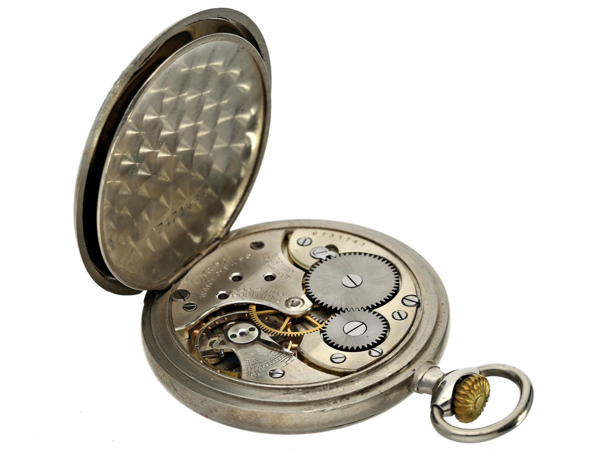 Taschenuhr: Herrentaschenuhr der Marke Omega, ca. 1925 Ca. Ø49mm, ca. 82g, Metallgehäuse, - Bild 2 aus 3