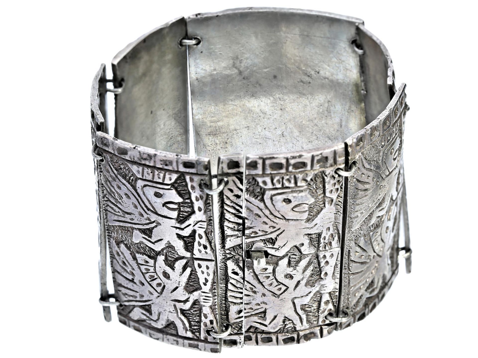 Armband: interessantes, breites und dekoratives vintage Silberarmband Ca. 17cm lang, ca. 83,5g,