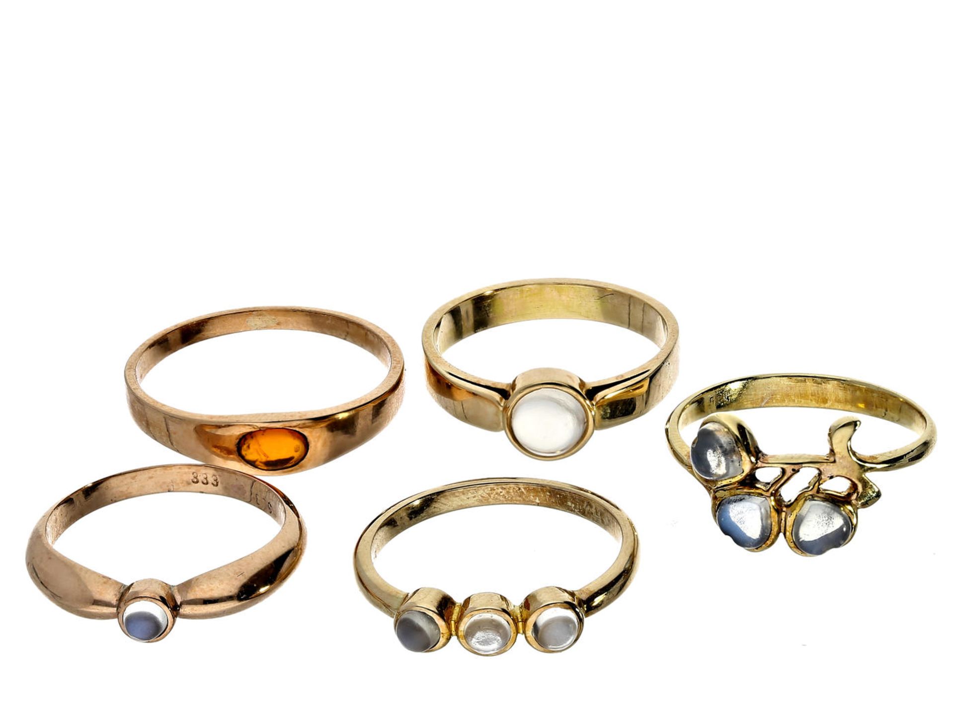 Ring: kleines Konvolut Damenringe, 8K/14K Gold, ungetragener vintage Schmuck aus Goldschmiede-