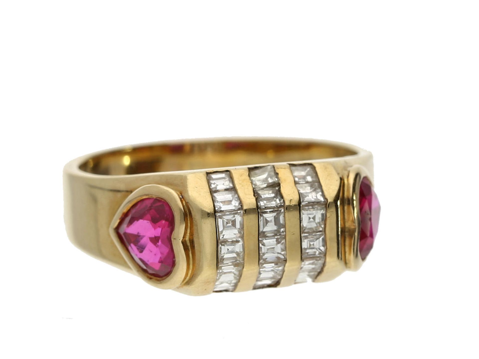 Ring: hochwertiger Goldschmiedering mit Rubinen und Diamanten, ca. 1ct Ca. Ø17,5mm, RG54, ca. 5g,