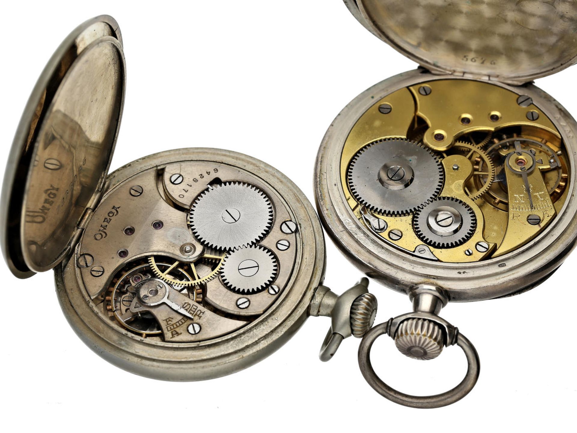 Taschenuhr: Konvolut von 2 Taschenuhren, Zenith um 1900, Omega um 1930 1. ca. Ø51mm, ca. 95g, - Bild 2 aus 3