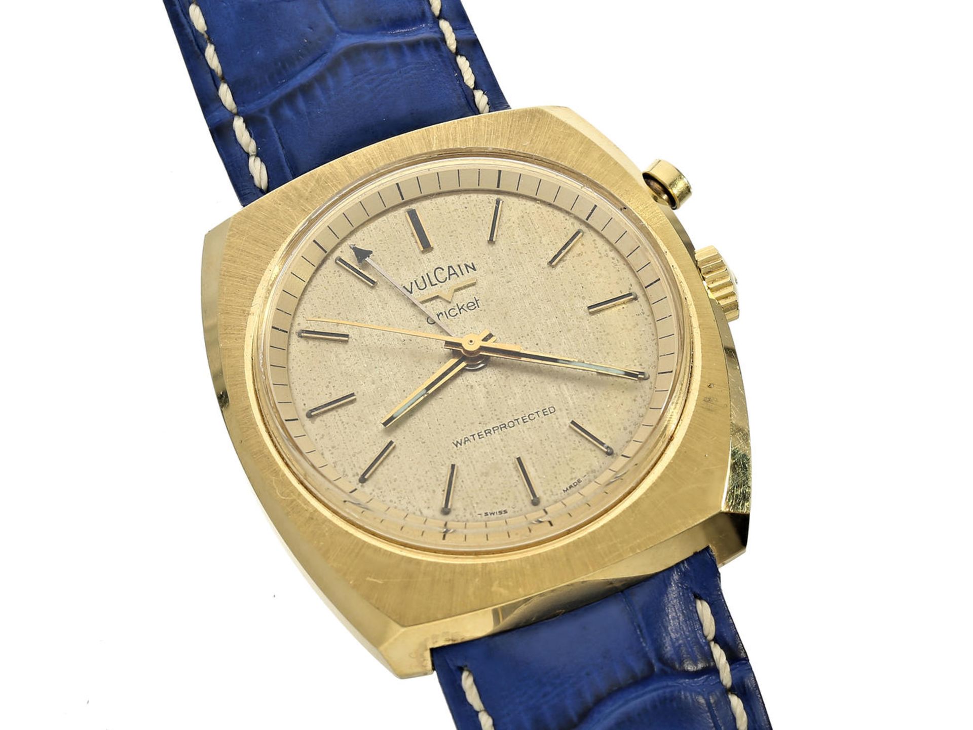 Armbanduhr: vintage Vulcain Cricket, Herrenuhr mit Wecker, 60er Jahre Ca. Ø38mm, Edelstahl,