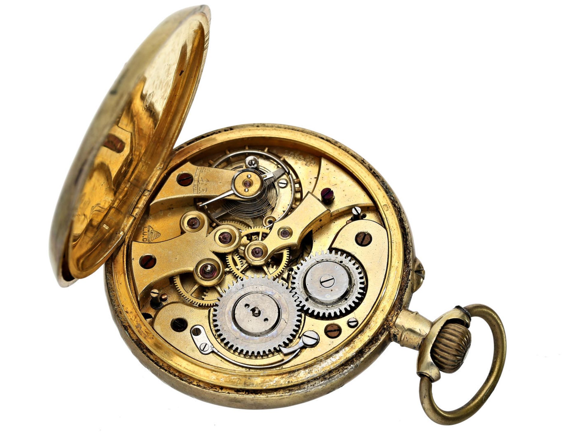 Taschenuhr: seltene Chopard Taschenuhr mit Zentralsekunde, um 1900 Ca. Ø52mm, ca. 111g, Silber - Bild 3 aus 4