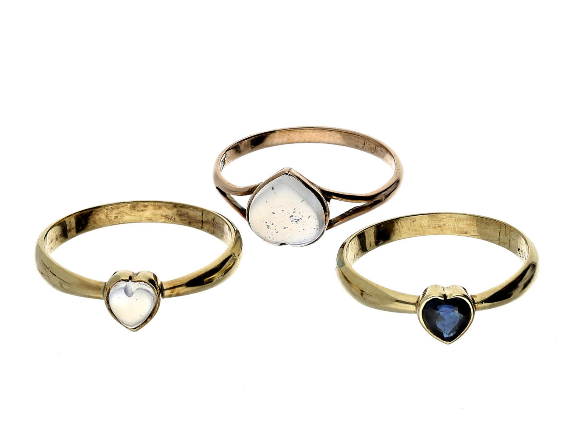 Ring: 3 goldene Damenringe, ungetragener vintage Schmuck aus Goldschmiede-Nachlass Konvolut
