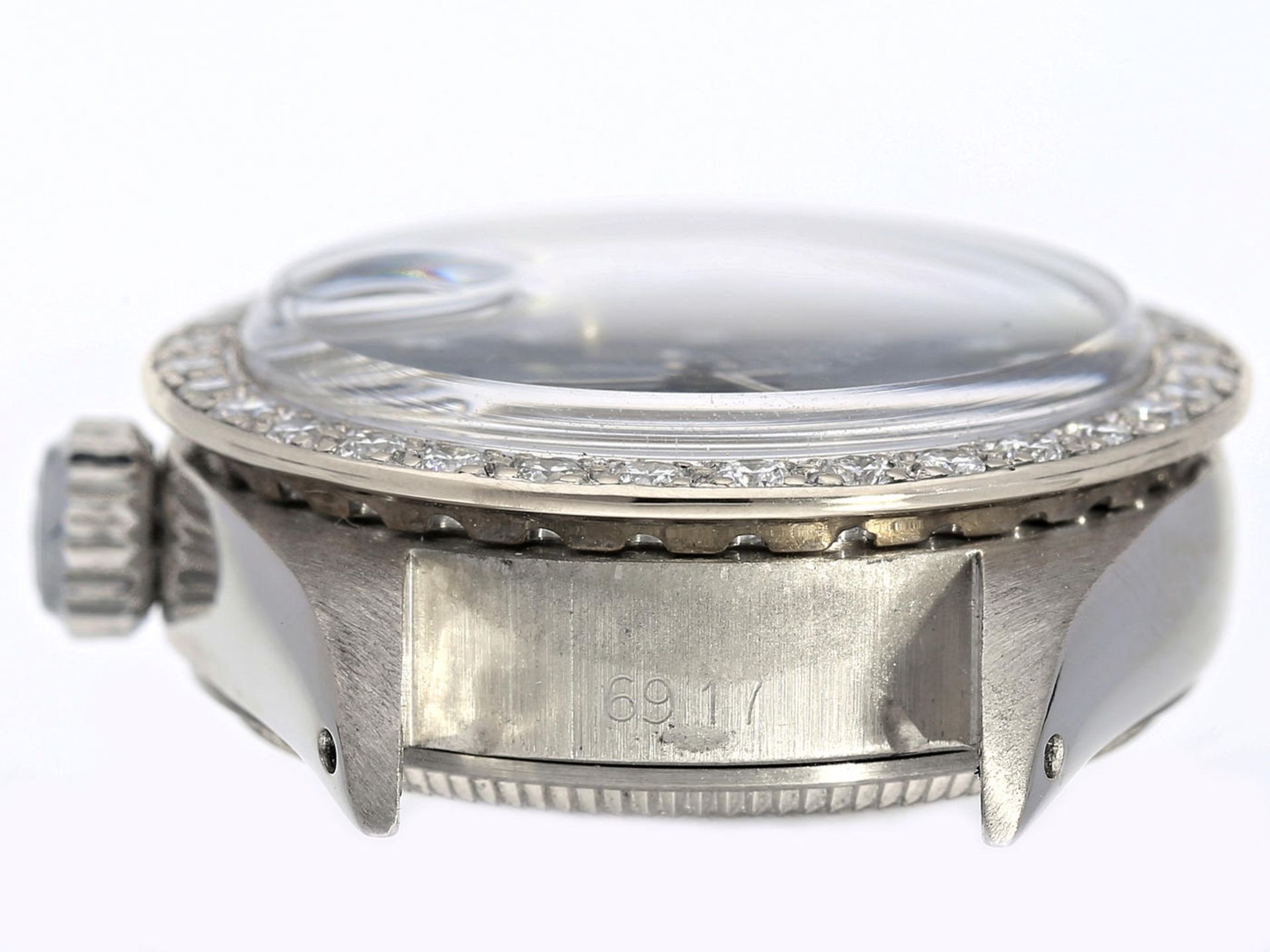 Armbanduhr: Luxusmodell einer vintage Damenuhr von Rolex von 1972, Referenz 6917 in der seltenen 18K - Bild 3 aus 7