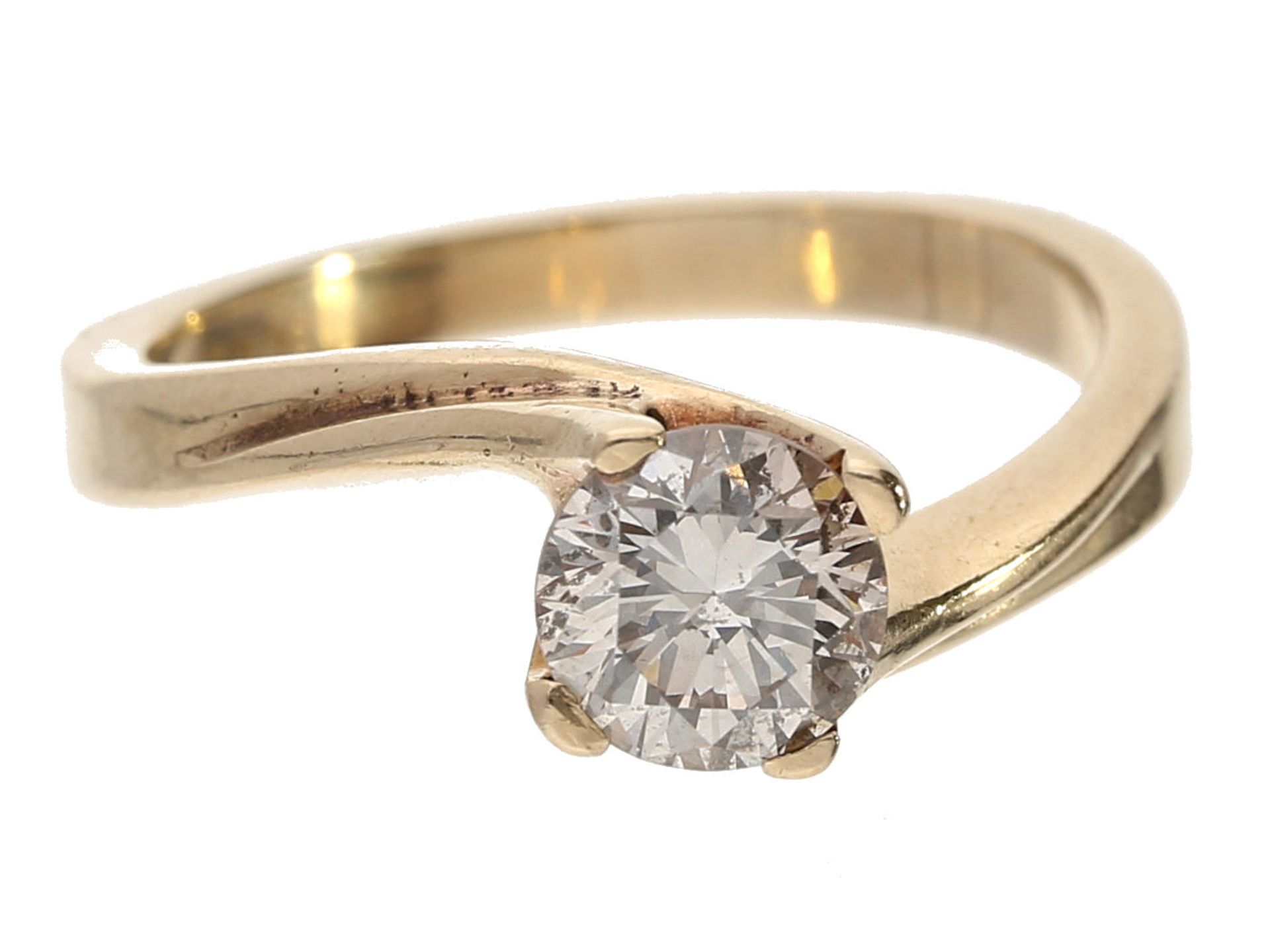 Ring: hochwertiger Brillant/Solitärring, ca. 0,8ct Ca. Ø17,5mm, RG54, ca. 4g, 14K Gold,