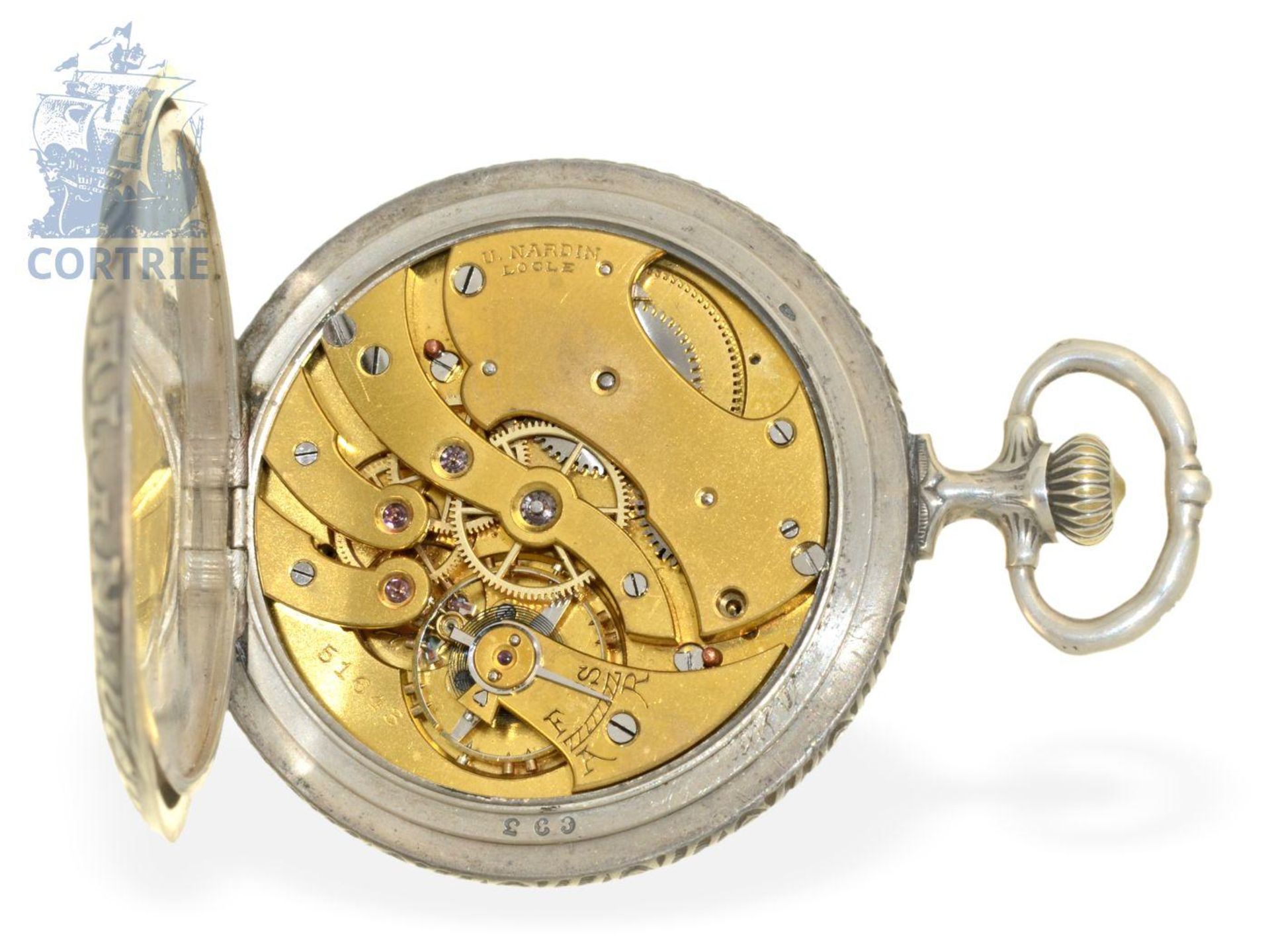 Taschenuhr: sehr seltene Art Nouveau Schützenuhr "Tir Cantonal a Neuchatel 1906", feines - Bild 2 aus 3