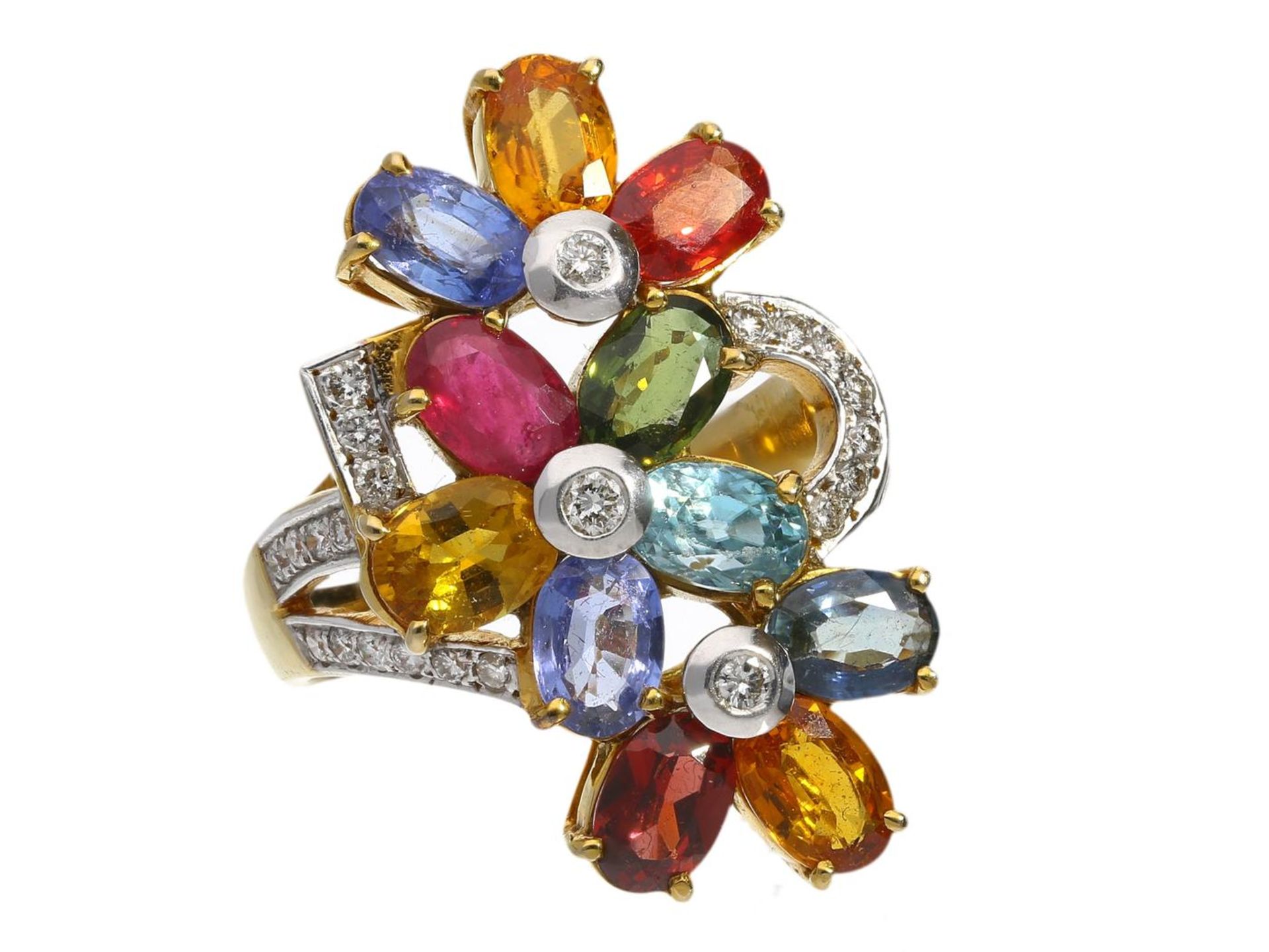 Ring: sehr dekorativer und ehemals sehr teurer vintage Cocktail-Ring mit Brillanten und hochwertigen