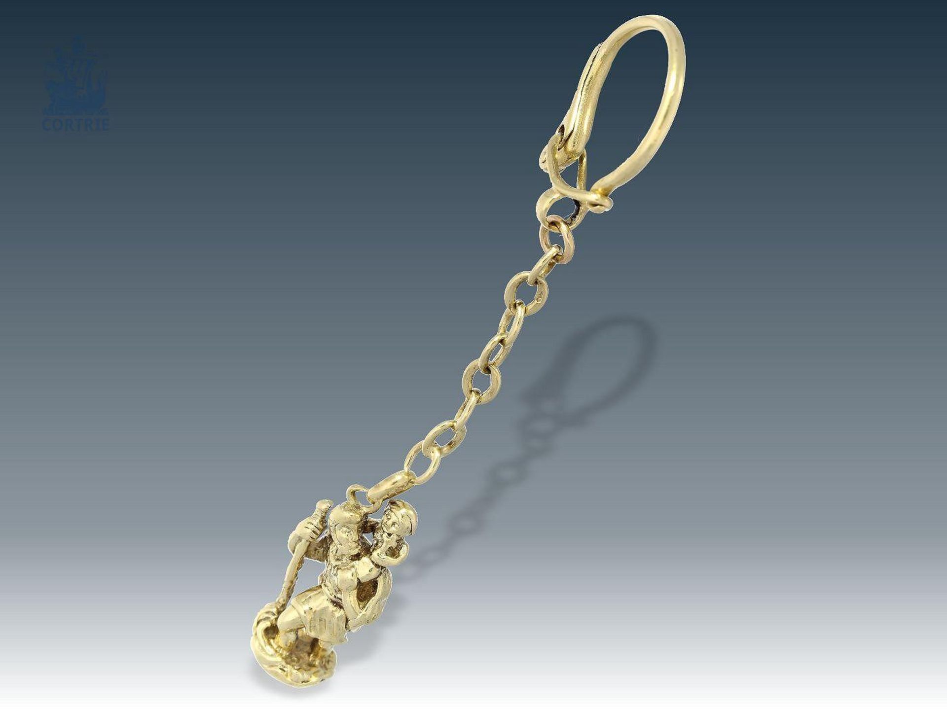 Schlüsselanhänger: vintage Goldschmiedearbeit Ca. 9cm lang, ca. 15,4g, 14K Gold, figürlicher, ganz