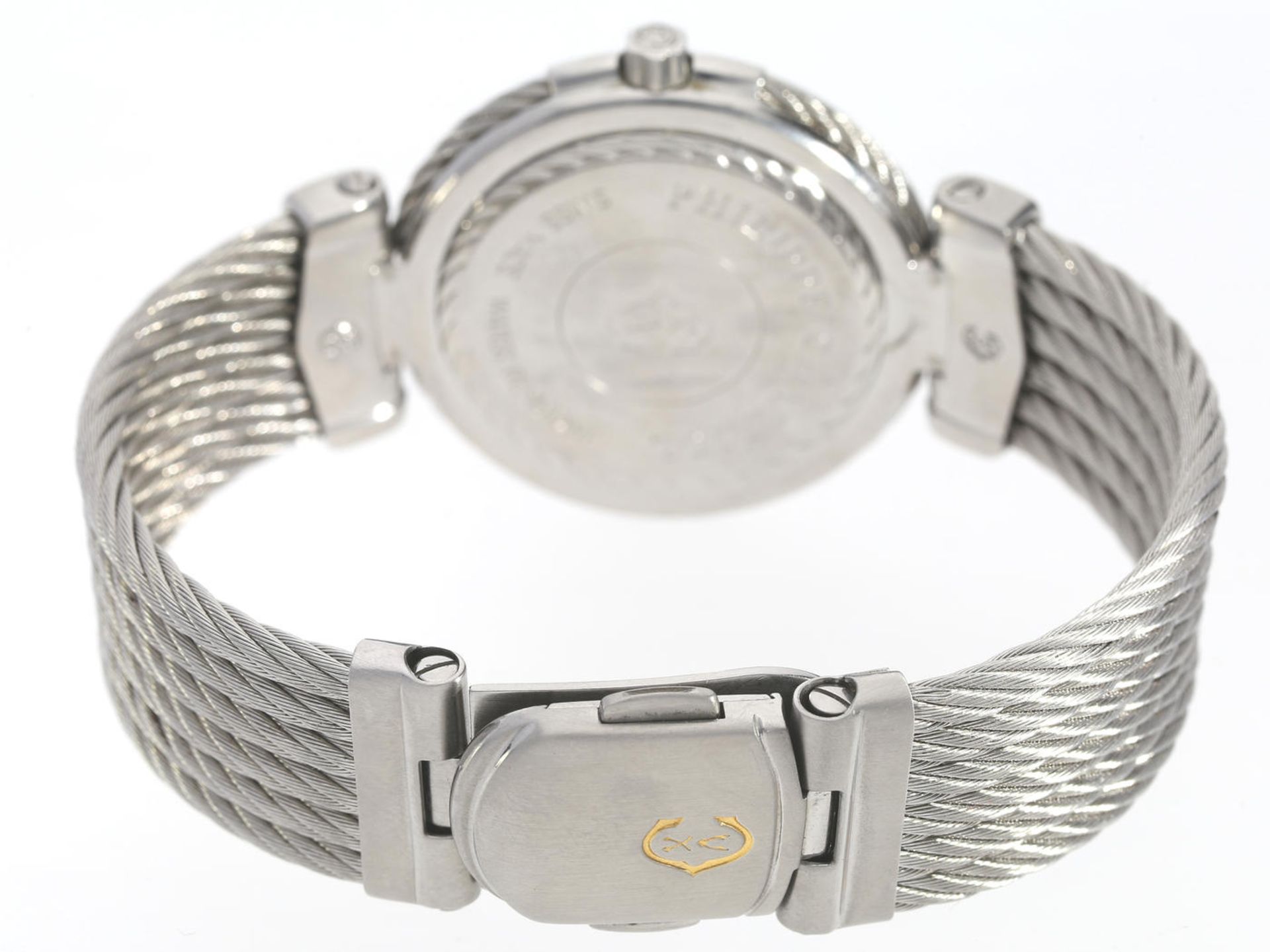 Armbanduhr: große vintage Designeruhr von Philippe Charriol, Stahl/Gold Ca. Ø38mm, Edelstahl, - Bild 2 aus 2
