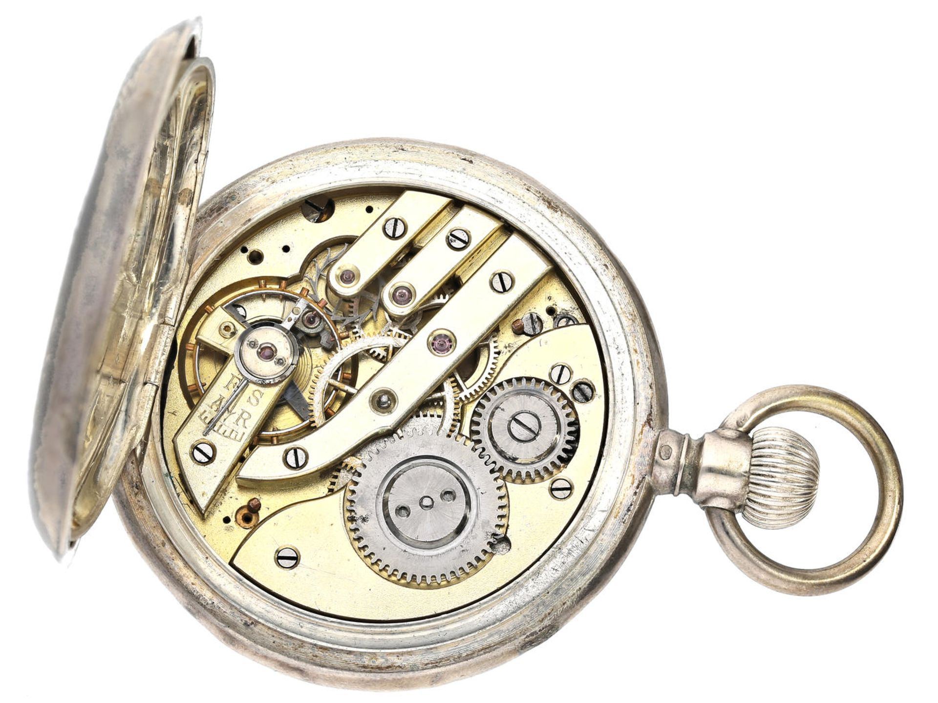 Taschenuhr: astronomische Taschenuhr, um 1900 Ca. Ø52mm, ca. 95g, guillochiertes Silbergehäuse mit - Bild 2 aus 3