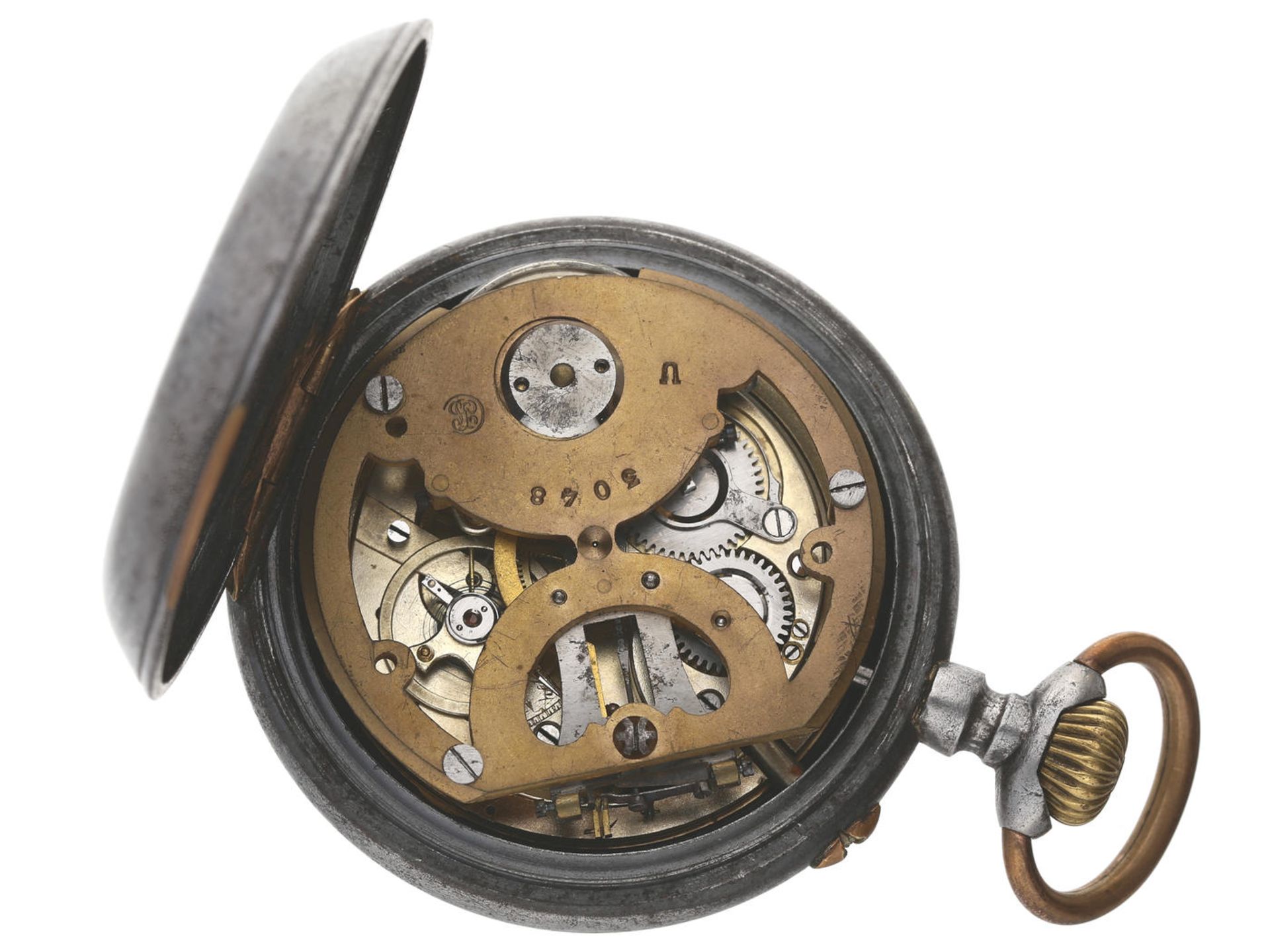 Taschenuhr: extrem seltene Taschenuhr mit Barometer, "Montre Barometre Bte. S.G.D.G.", Schweiz um - Bild 2 aus 3