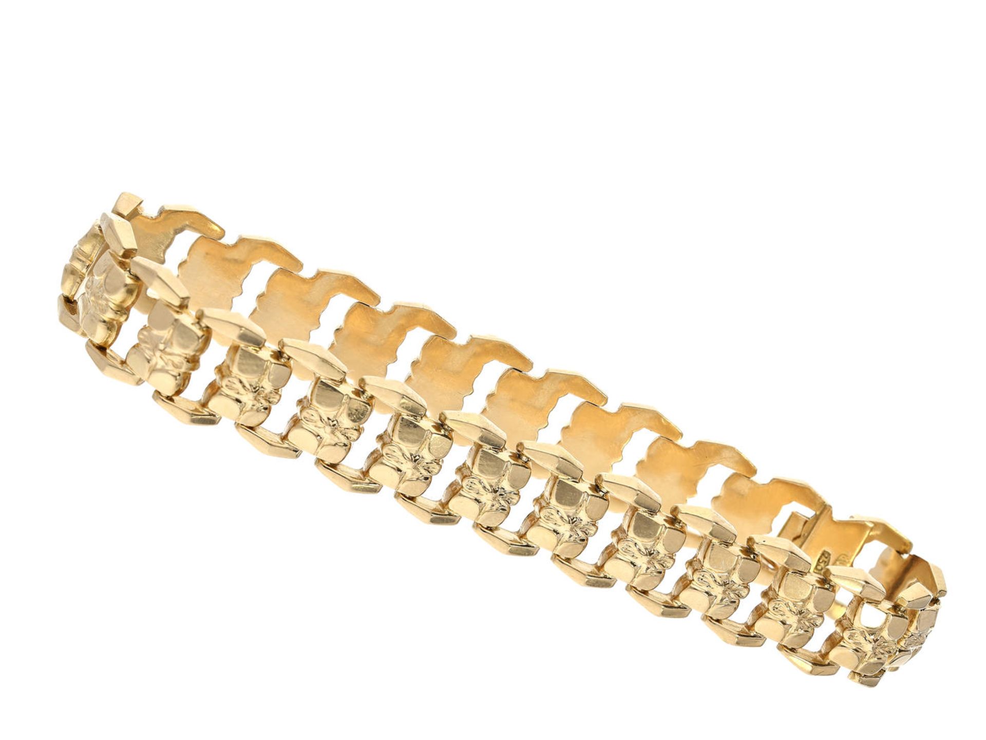 Armband: antikes Goldarmband Ca. 19cm lang, ca. 11mm breit, ca. 16,8g, 18K Gold, aufwändige