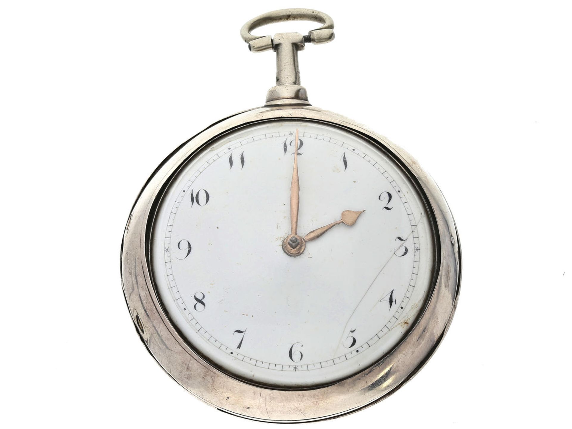 Taschenuhr: große englische Doppelgehäuse-Spindeluhr, signiert Hayter, Wells No.346 Ca. Ø55mm,