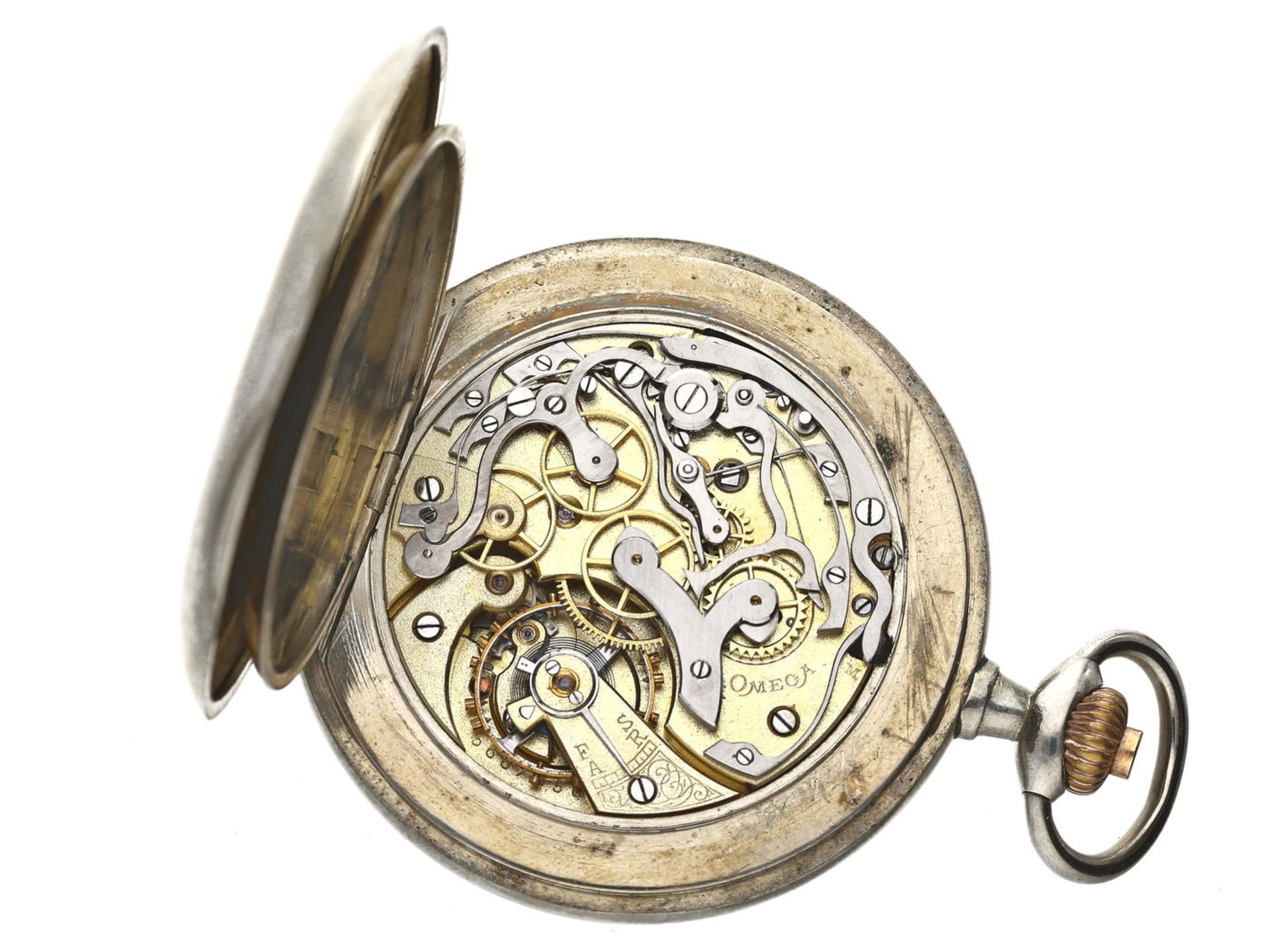 Taschenuhr: sehr seltener, großer Omega-Chronograph mit 5-farbiger Tachymeter-Skala (Cadran S.G.D. - Image 2 of 2