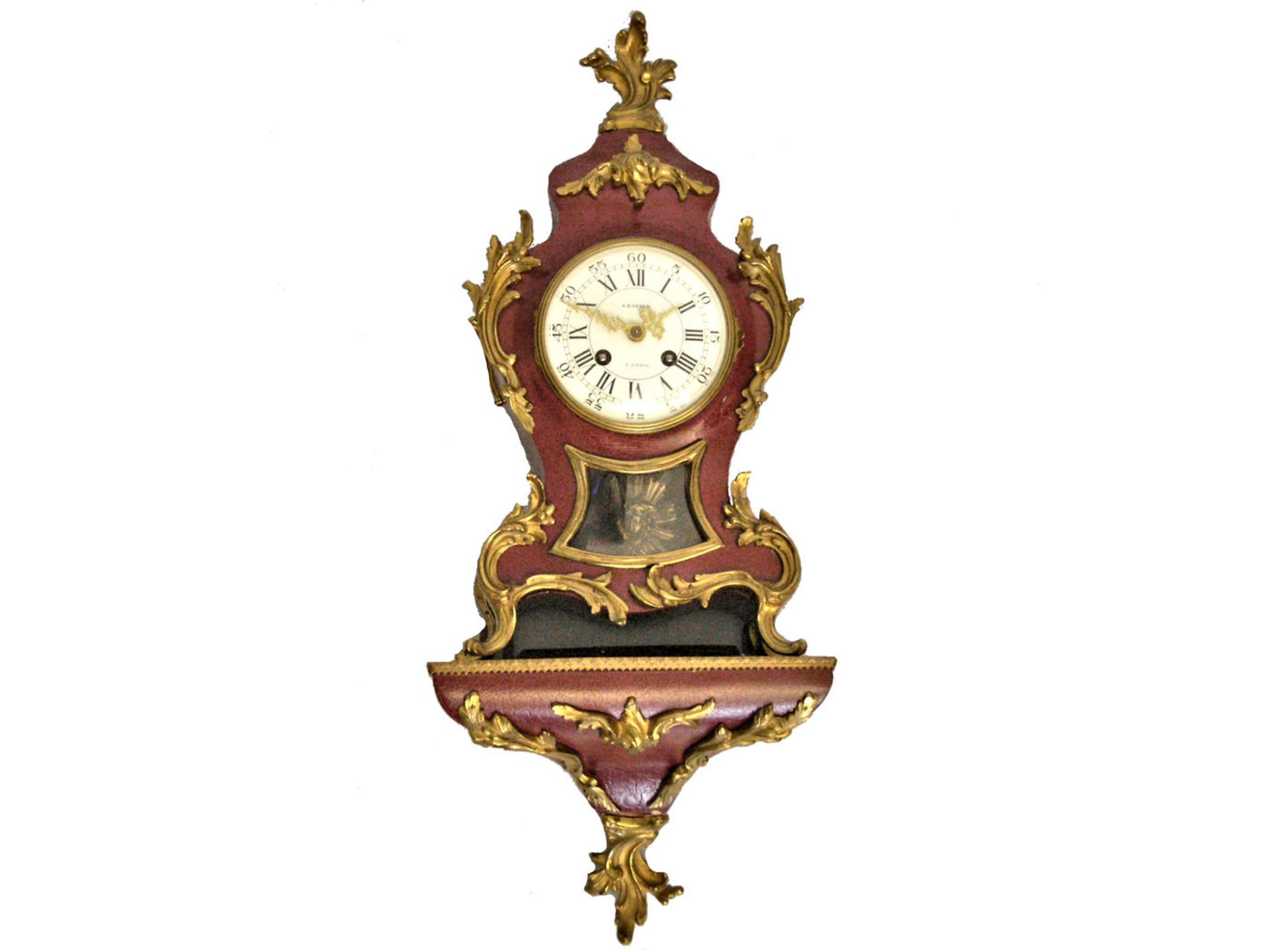 Tischuhr: dekorative Rokoko Pendule, signiert Causard Paris Ca. 40cm hoch, dazugehöriger Sockel