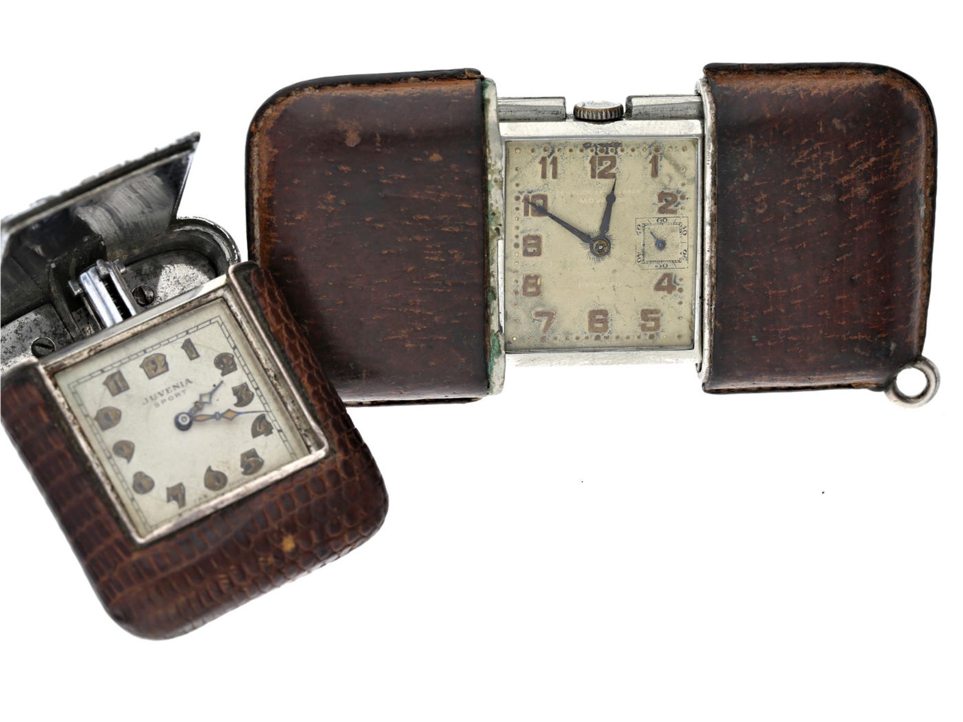 Taschenuhr/Reiseuhr: Konvolut von 2 vintage Taschenuhren/Reiseuhren mit automatischem Aufzug 1.