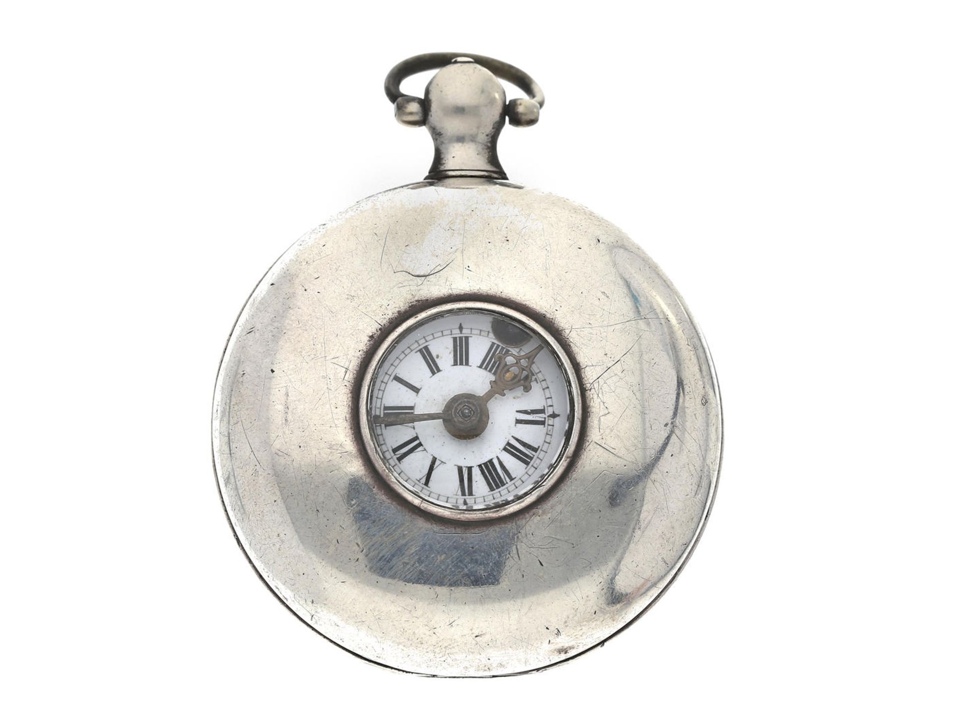 Taschenuhr: Spindeluhr mit seltenem Halbsavonnette-Gehäuse, Silber, England 1816 Ca. Ø52mm, ca.