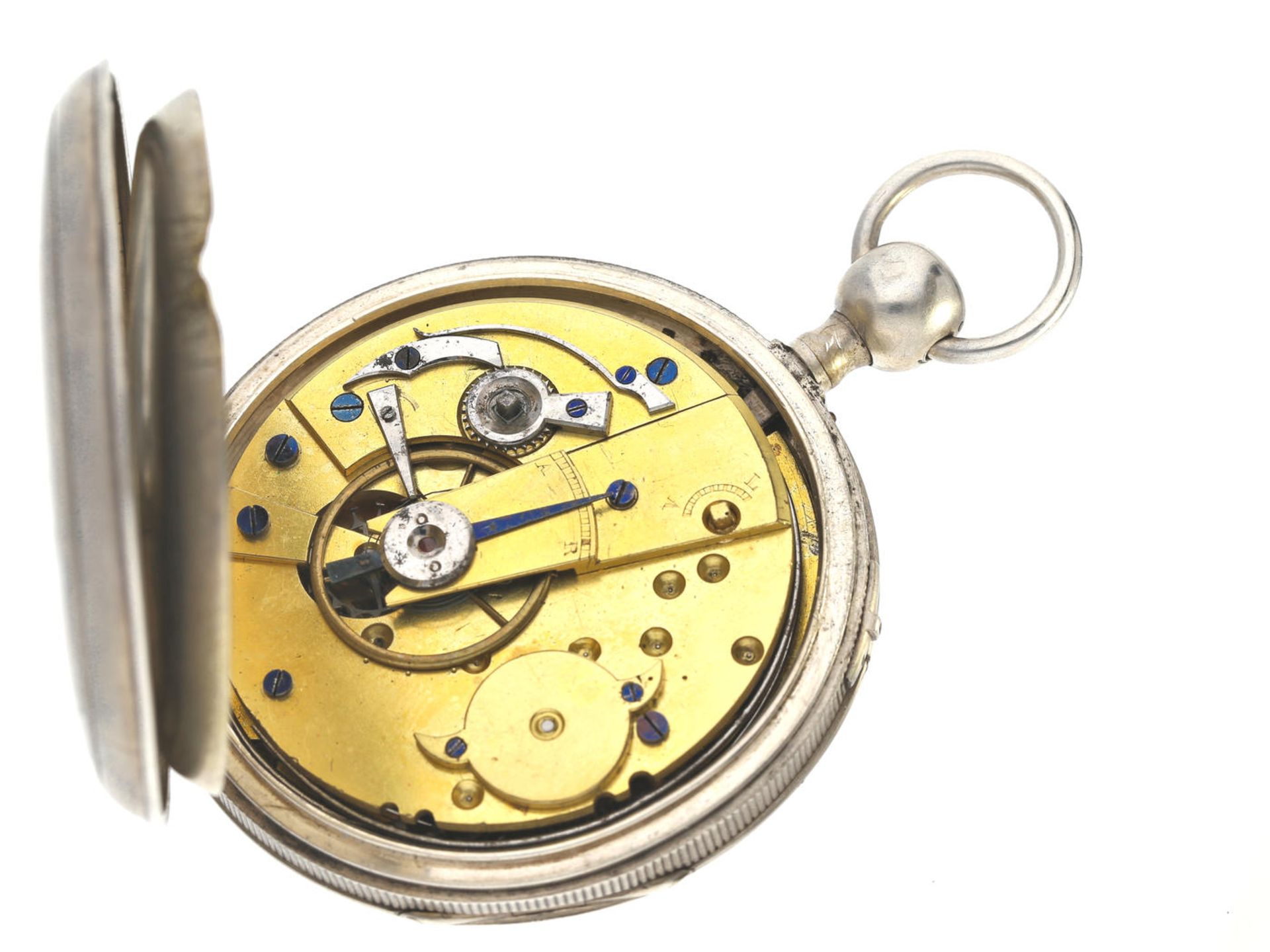 Taschenuhr: besonders große, hoch interessante Taschenuhr mit Viertelstunden-Repetition, seltenes - Bild 2 aus 2