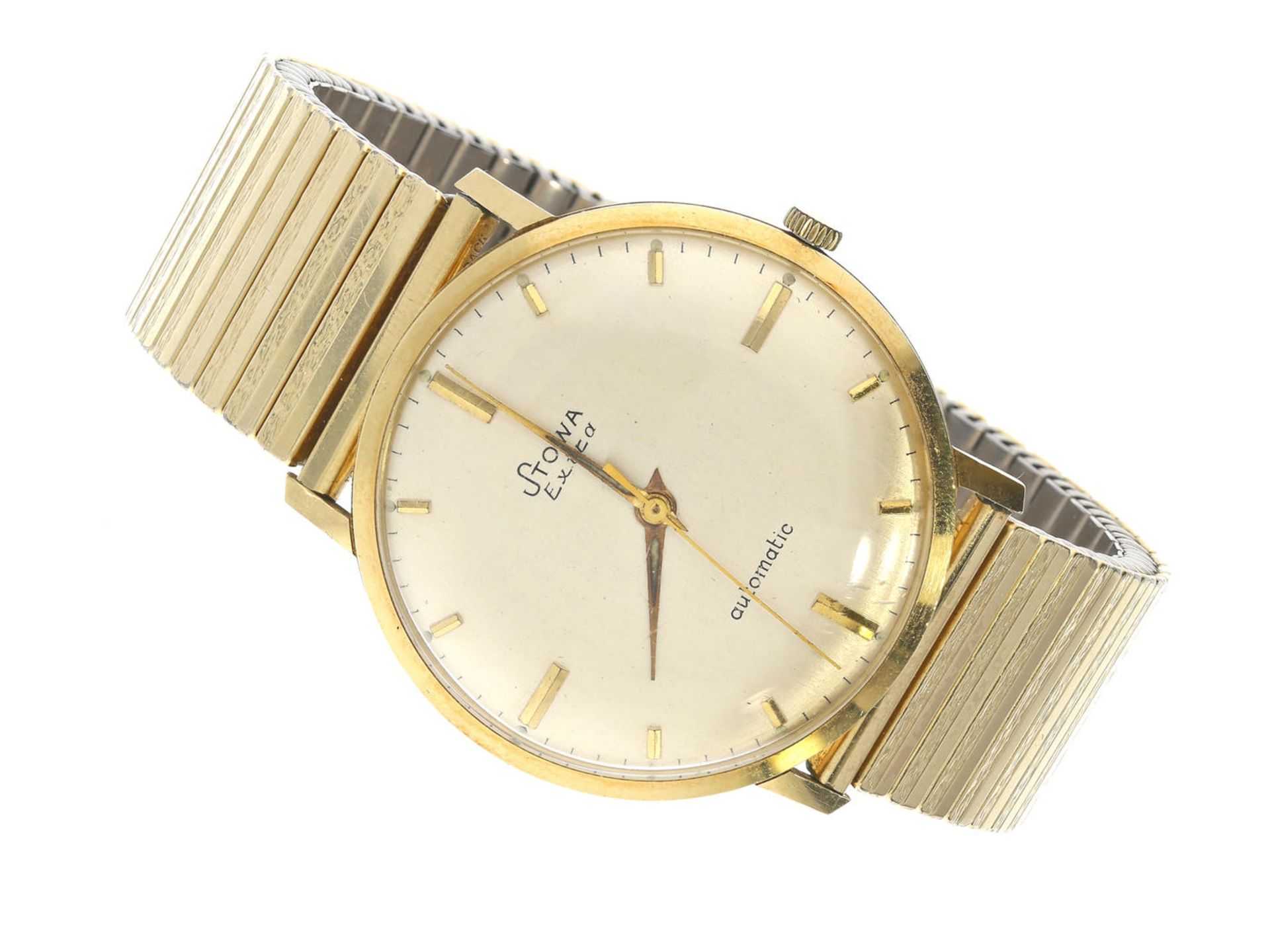 Armbanduhr: vintage Herrenuhr Stowa Extra Automatic, 14K Gold, 60er Jahre Ca. Ø34mm, massives 14K