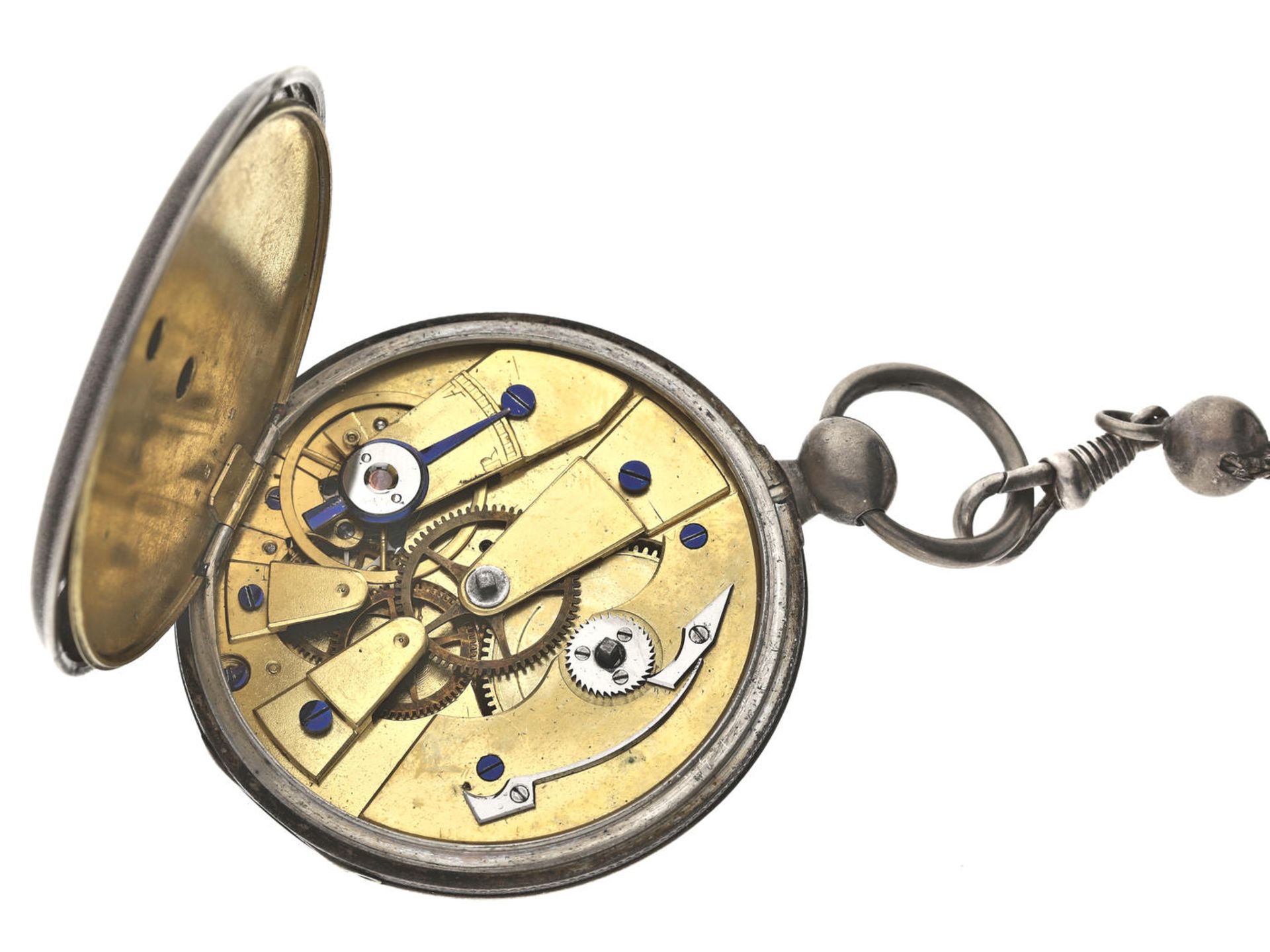 Taschenuhr: feine Genfer Lepine mit dazugehöriger Uhrenkette, Piguet & Meylan, um 1840 Ca. Ø48mm, - Image 2 of 2