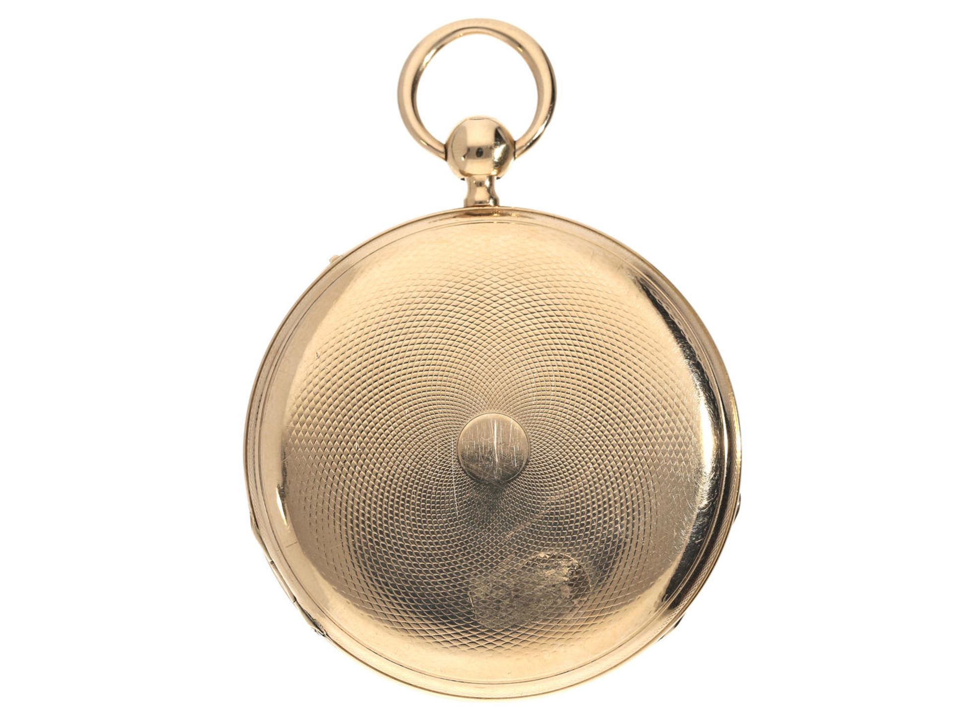 Taschenuhr: rotgoldene Lepine mit Repetition der Stunden und Viertelstunden, 18K Gold, um 1820 Ca. - Bild 3 aus 5