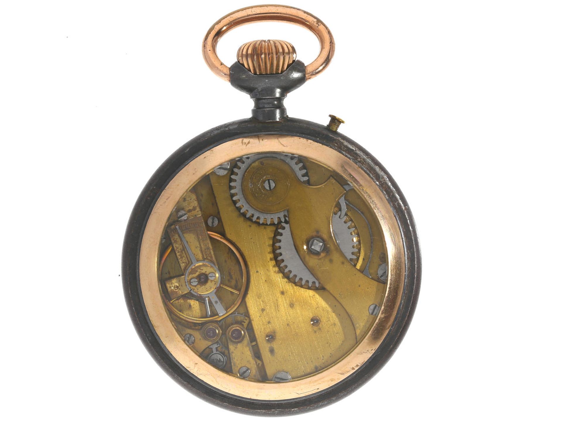 Taschenuhr: ungewöhnliche Herrenuhr mit schwarzem Emaillezifferblatt, Roskopf G.F 1a, um 1900 Ca. - Bild 2 aus 3