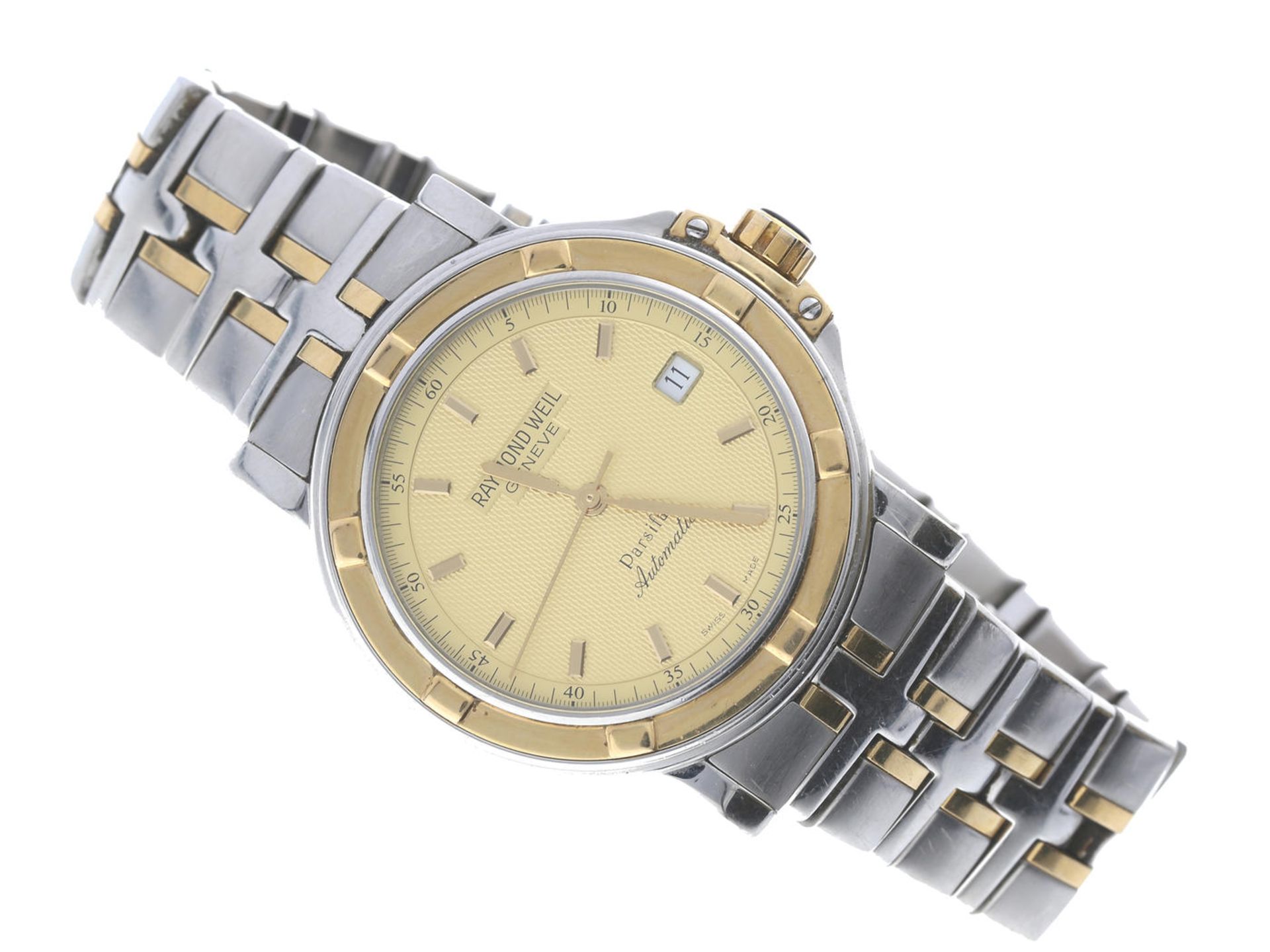 Armbanduhr: ehemals teure Herrenuhr, Raymond Weil Parsival Automatic mit kompletten Papieren und