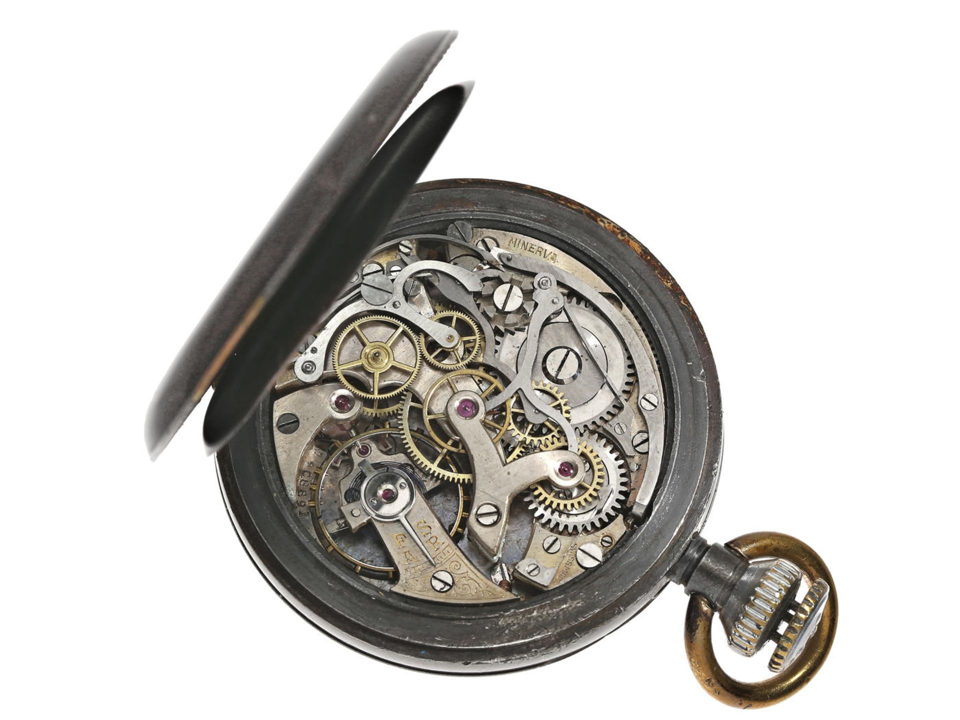 Taschenuhr: seltener und ungewöhnlicher Minerva-Chronograph für die britische G.P.O (The British - Bild 2 aus 5