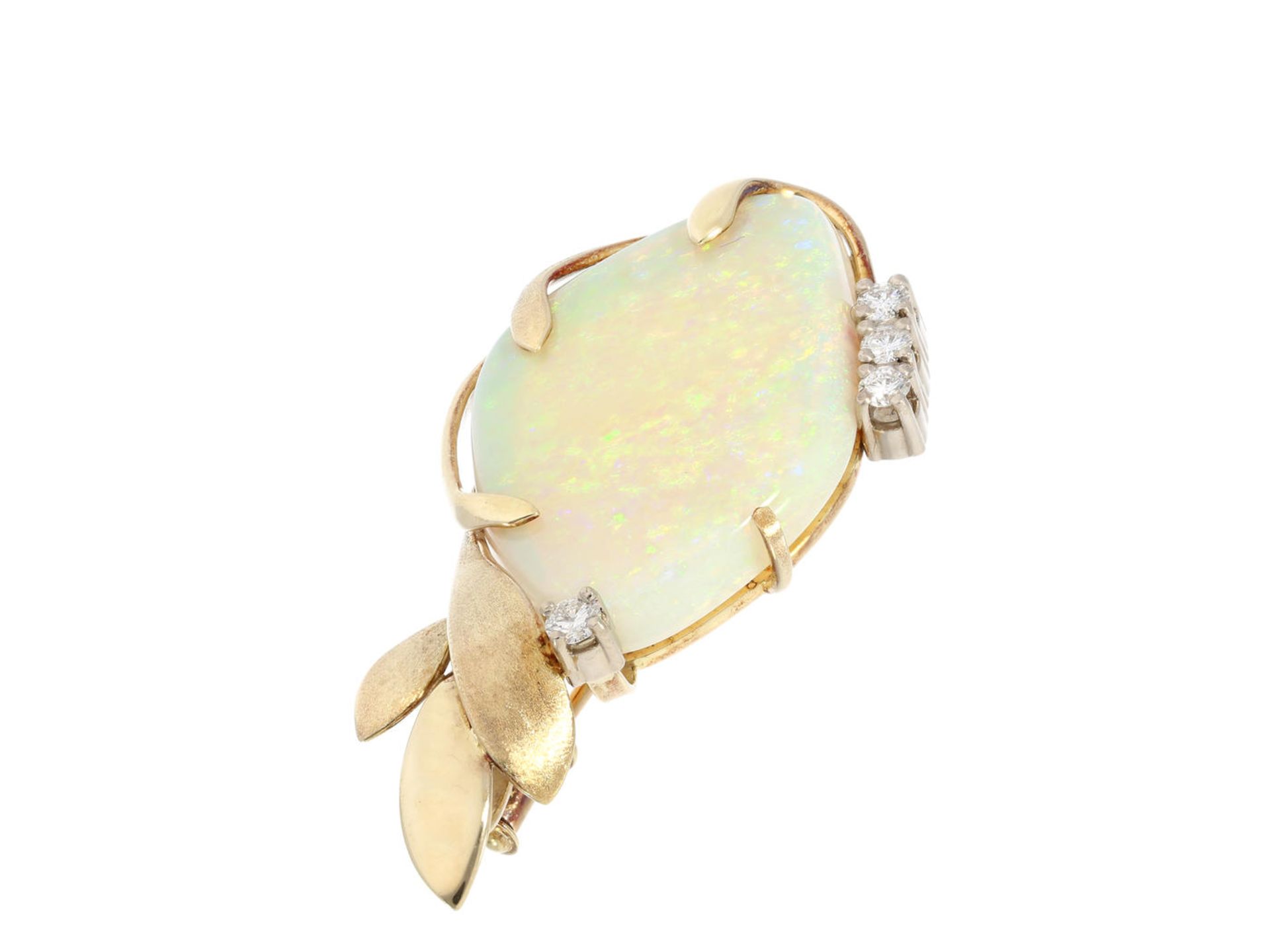 Brosche/Anhänger: hochwertige und dekorative Goldschmiedebrosche mit besonders großem Opal und