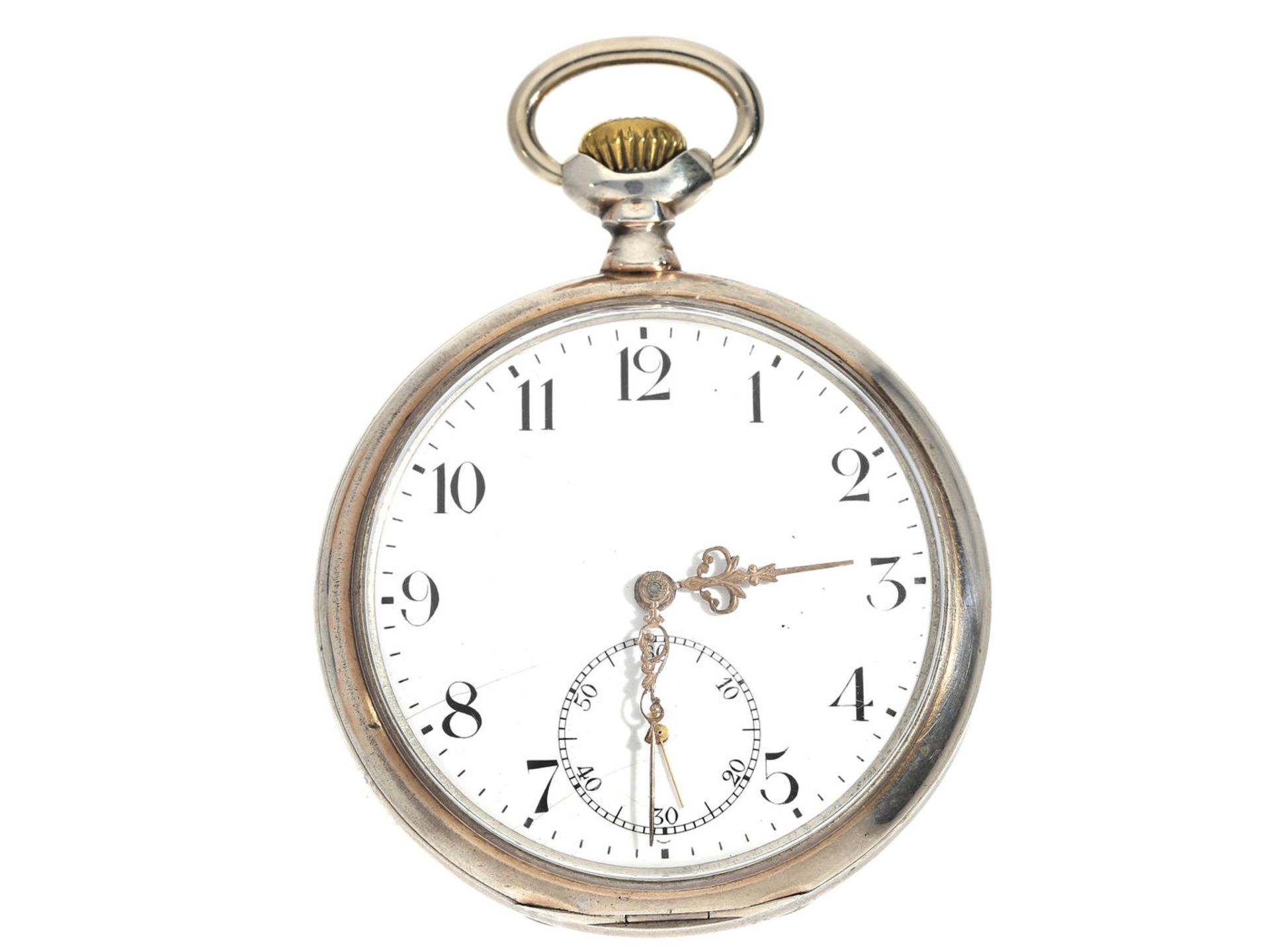 Taschenuhr: Herrentaschenuhr der Marke Zenith, ca. 1910 Ca. Ø52mm, ca. 95g, Silbergehäuse, Ankerwerk