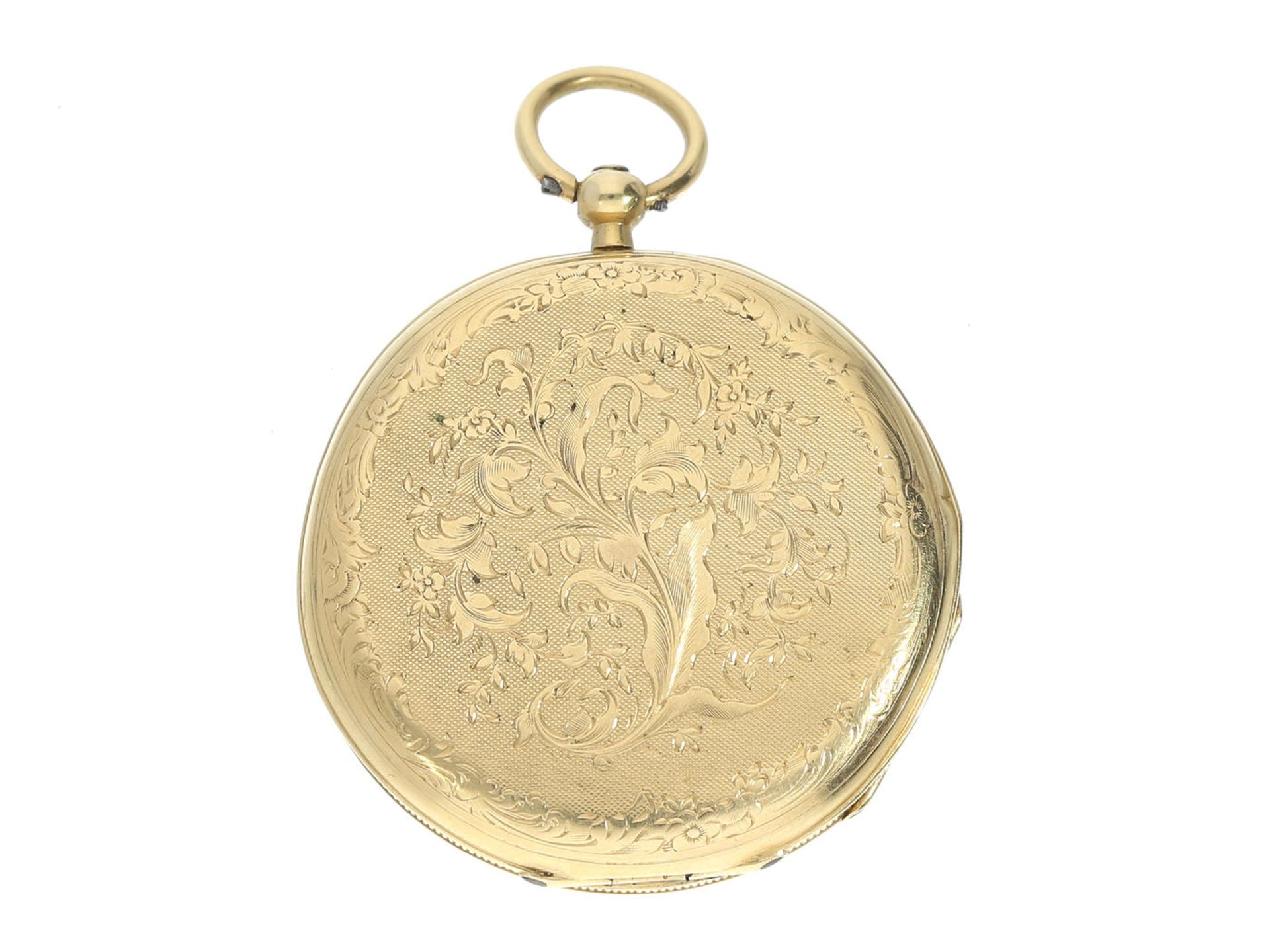 Taschenuhr: feine Damen-Lepine, um 1840, Louis Brandt Geneve Ca. Ø35mm, ca. 25g, 18K Gold, - Bild 5 aus 6