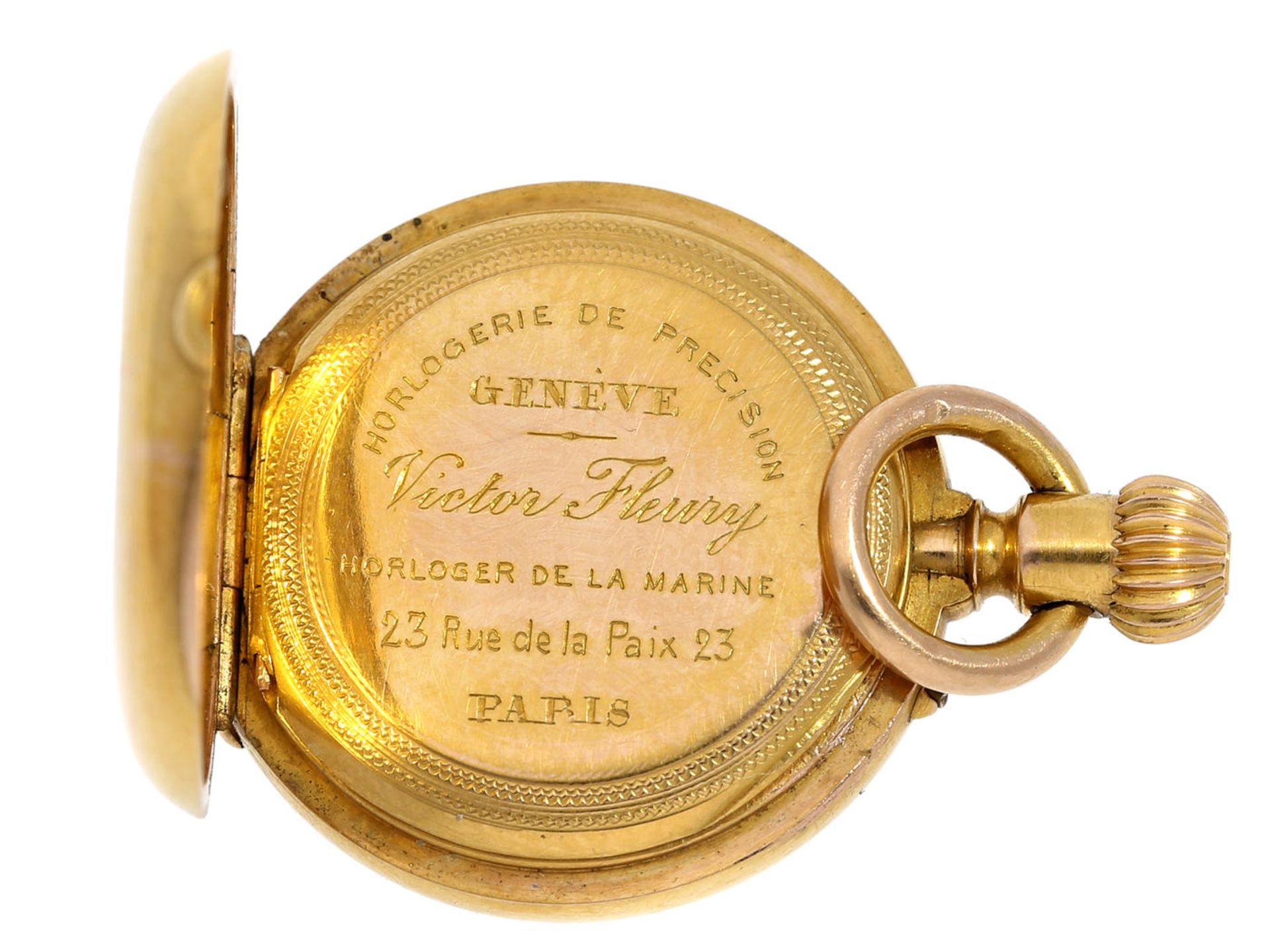 Taschenuhr/Anhängeuhr: Rarität, 19mm-Miniaturuhr, Horloger de la Marine, Victor Fleury & Cie., 23