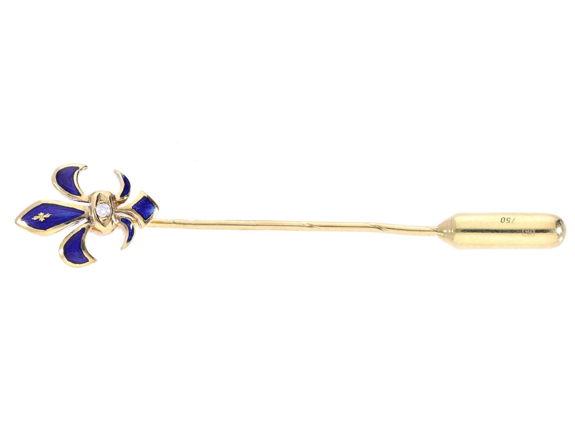 Krawattennadel: hochfeine, limitierte Gold/Emaille-Nadel mit Brillantbesatz, FABERGÉ by Victor Mayer