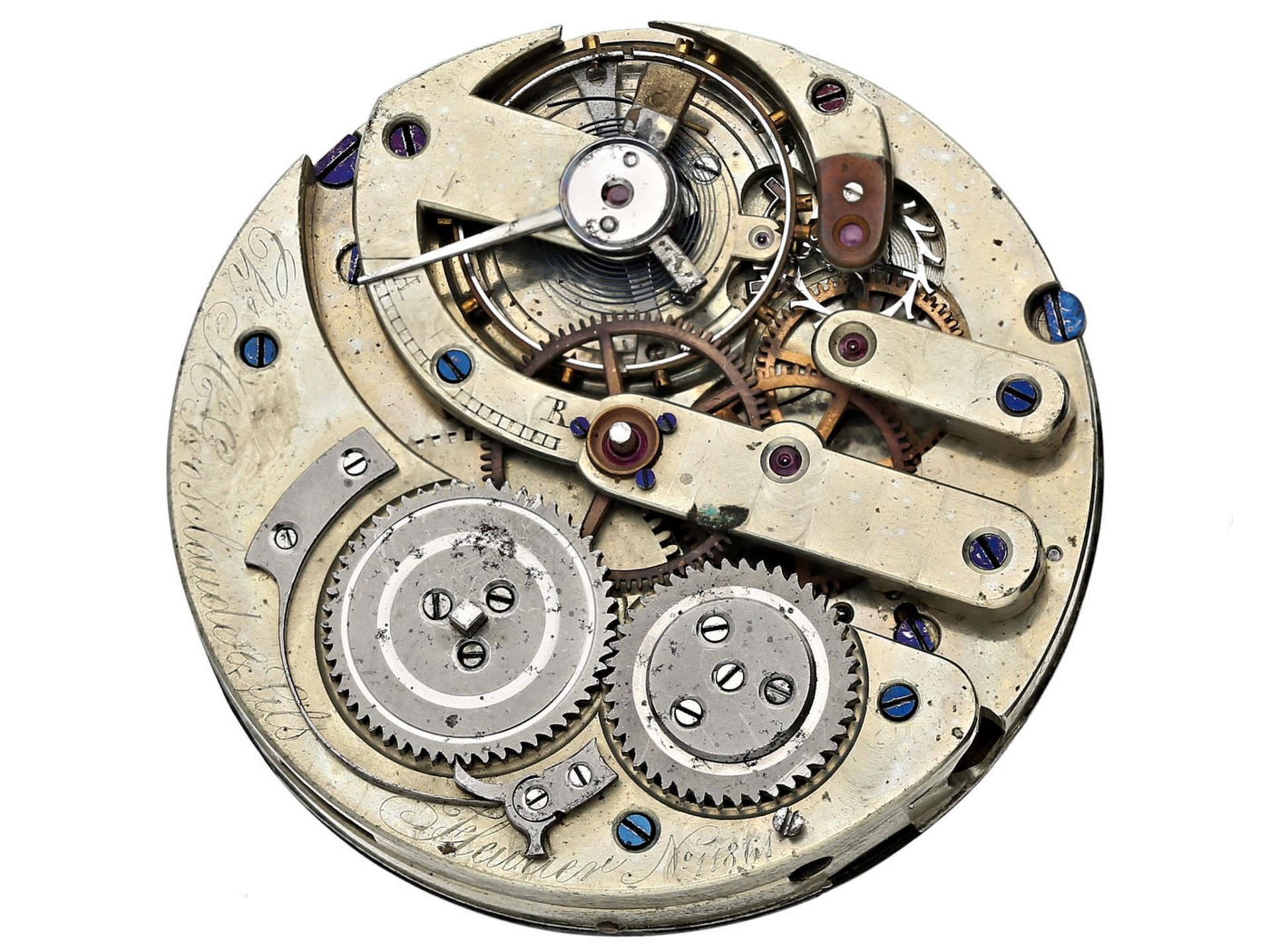 Taschenuhr: hochwertiges Taschenuhrwerk, Ankerchronometer, Charles Henri Grosclaude & Fils, Fleurier - Bild 4 aus 5