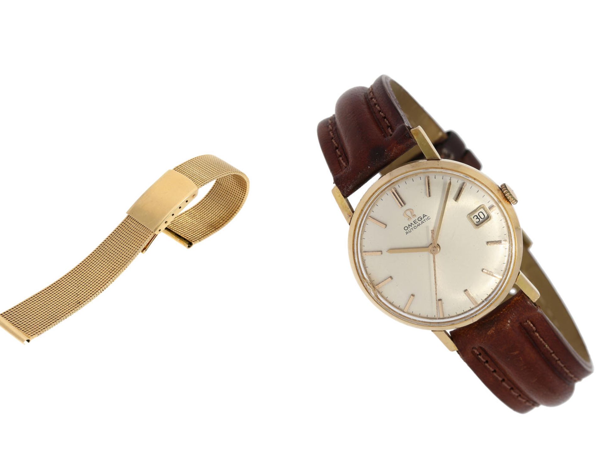 Armbanduhr: seltene vintage Omega Automatic Ref. F.C. 4048 von 1964 Ca. Ø33mm, ca.77g, 18K Roségold, - Bild 2 aus 2