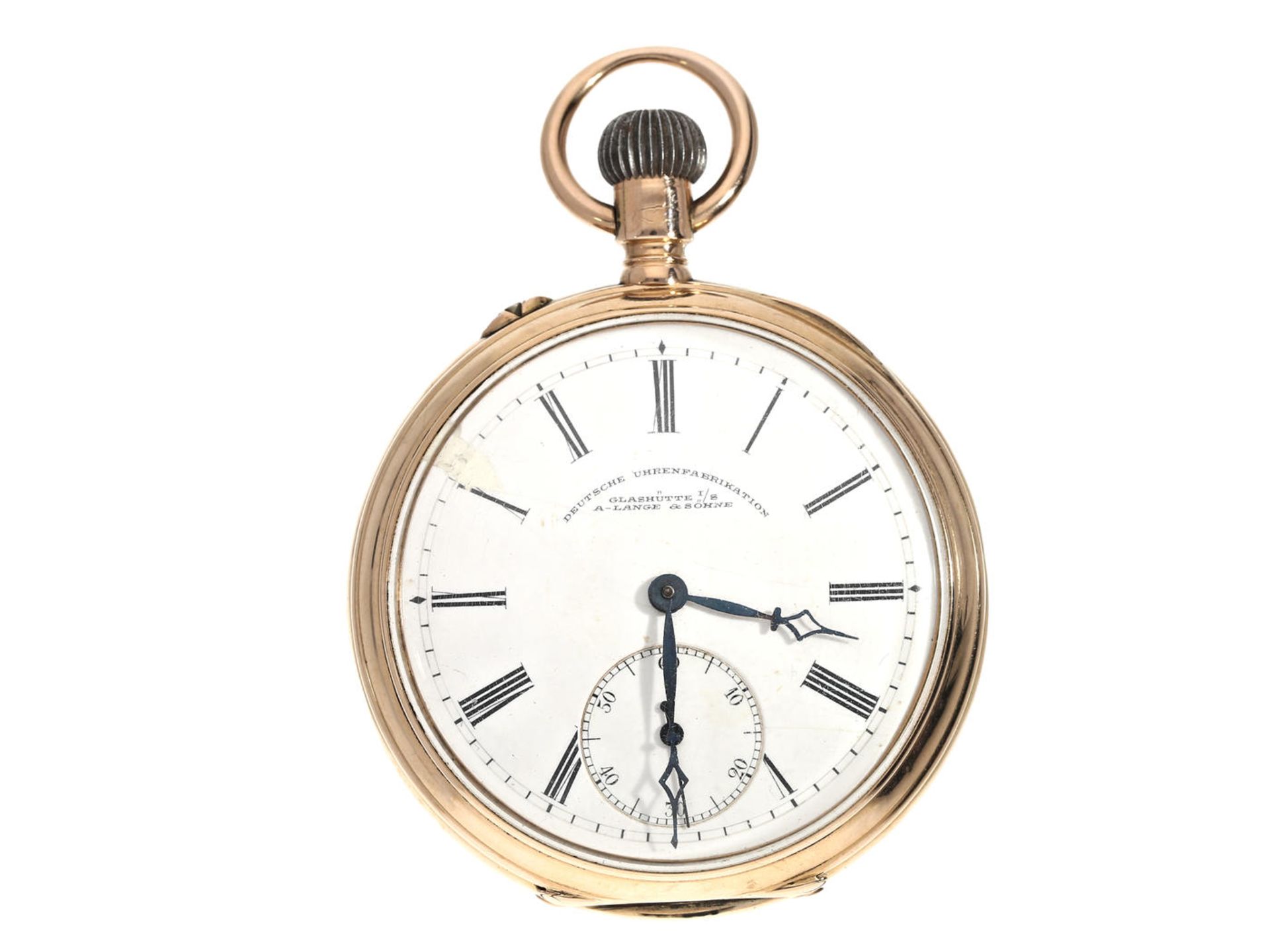 Taschenuhr: kleine rotgoldene Taschenuhr, signiert A. Lange & Söhne, Glashütte No.55260, ca.1899 Ca.