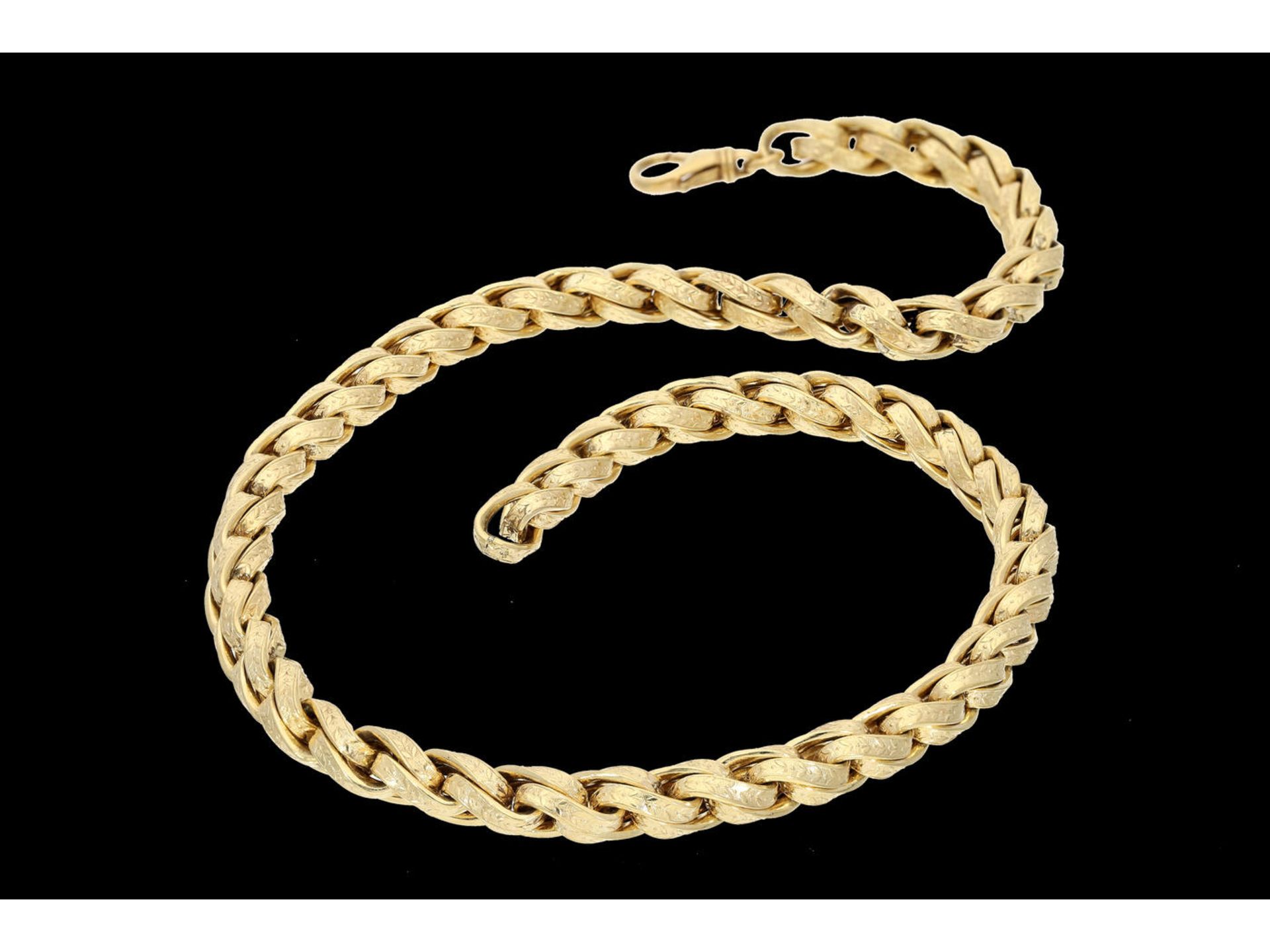 Kette/Collier: äußerst dekoratives und außergewöhnlich gefertigtes Gold-Collier Ca. 45cm lang, ca.