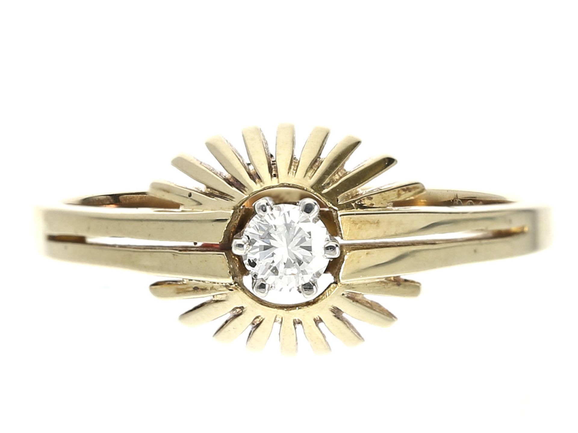 Ring: klassischer Brillant-Goldschmiedering, 60erJahre Ca. Ø17,5mm, RG54, ca. 3g, 14K Gold,