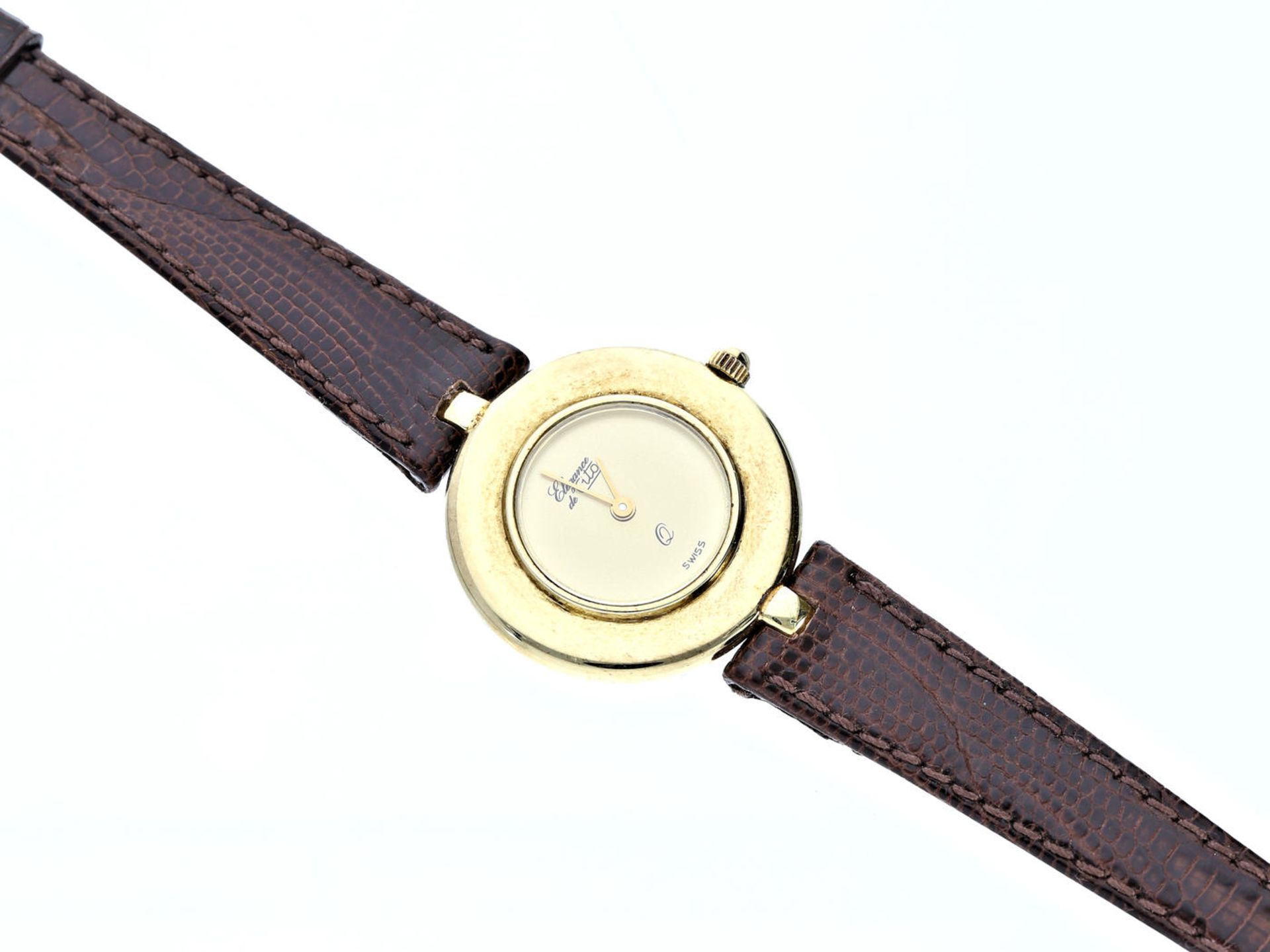 Armbanduhr: klassische goldene Damenarmbanduhr der Marke Cito, 14K/585er Gelbgold Ca. Ø23,5mm,