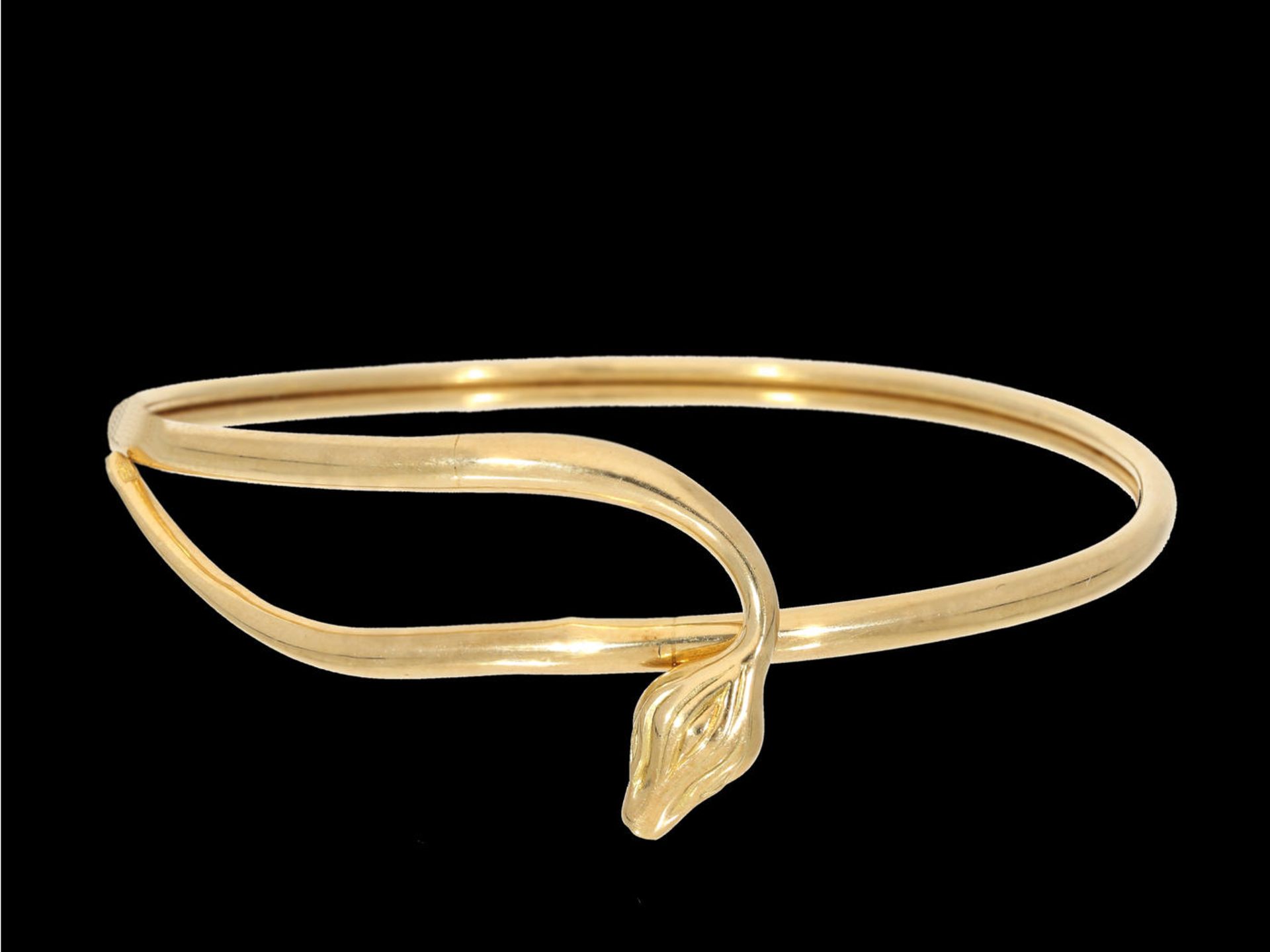 Armreif: feiner, handgearbeiteter Schlangenarmreif aus 18K Gold Ca. Ø56mm, ca. 7,2g, 18K Gelbgold,