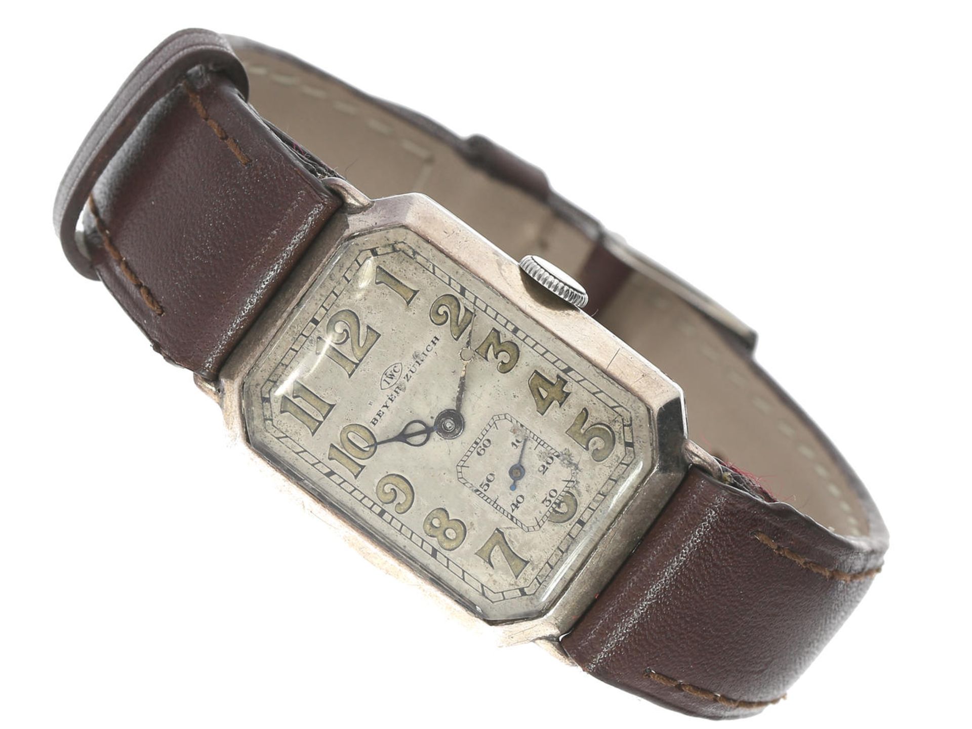 Armbanduhr: sehr frühe und seltene Herrenuhr von IWC, vermutlich Mitte der 20er Jahre Ca. 22 × 30mm,