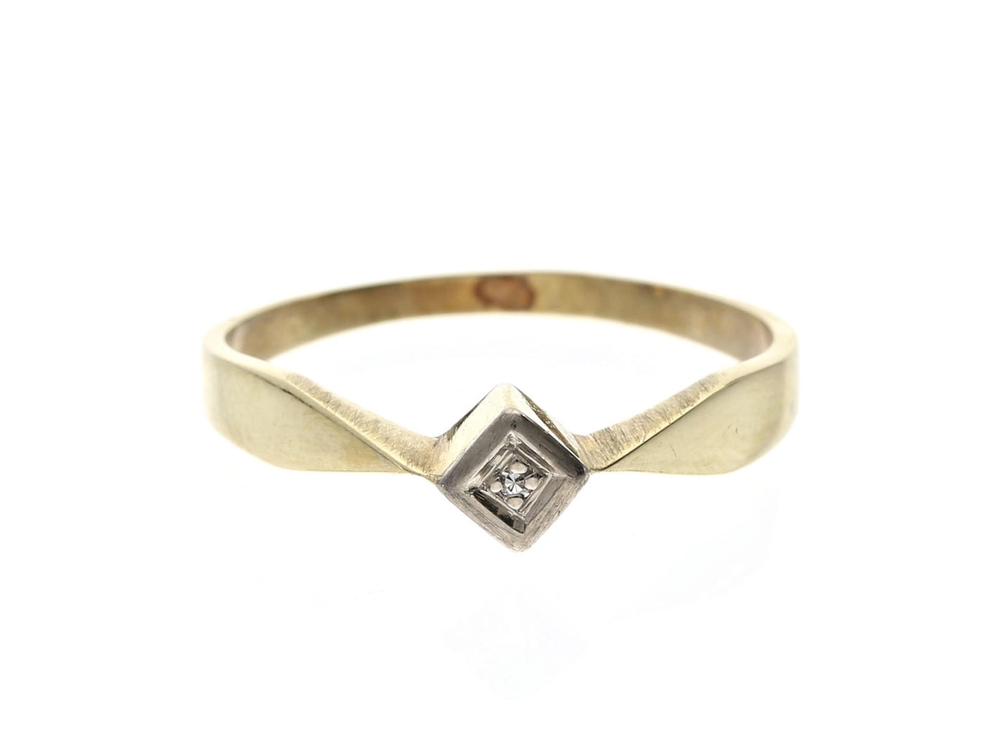 Ring: vintage Diamantring, 14K Gold Ca. Ø18mm, RG57, ca. 2,2g, 14K Gold, besetzt mit einem kleinen