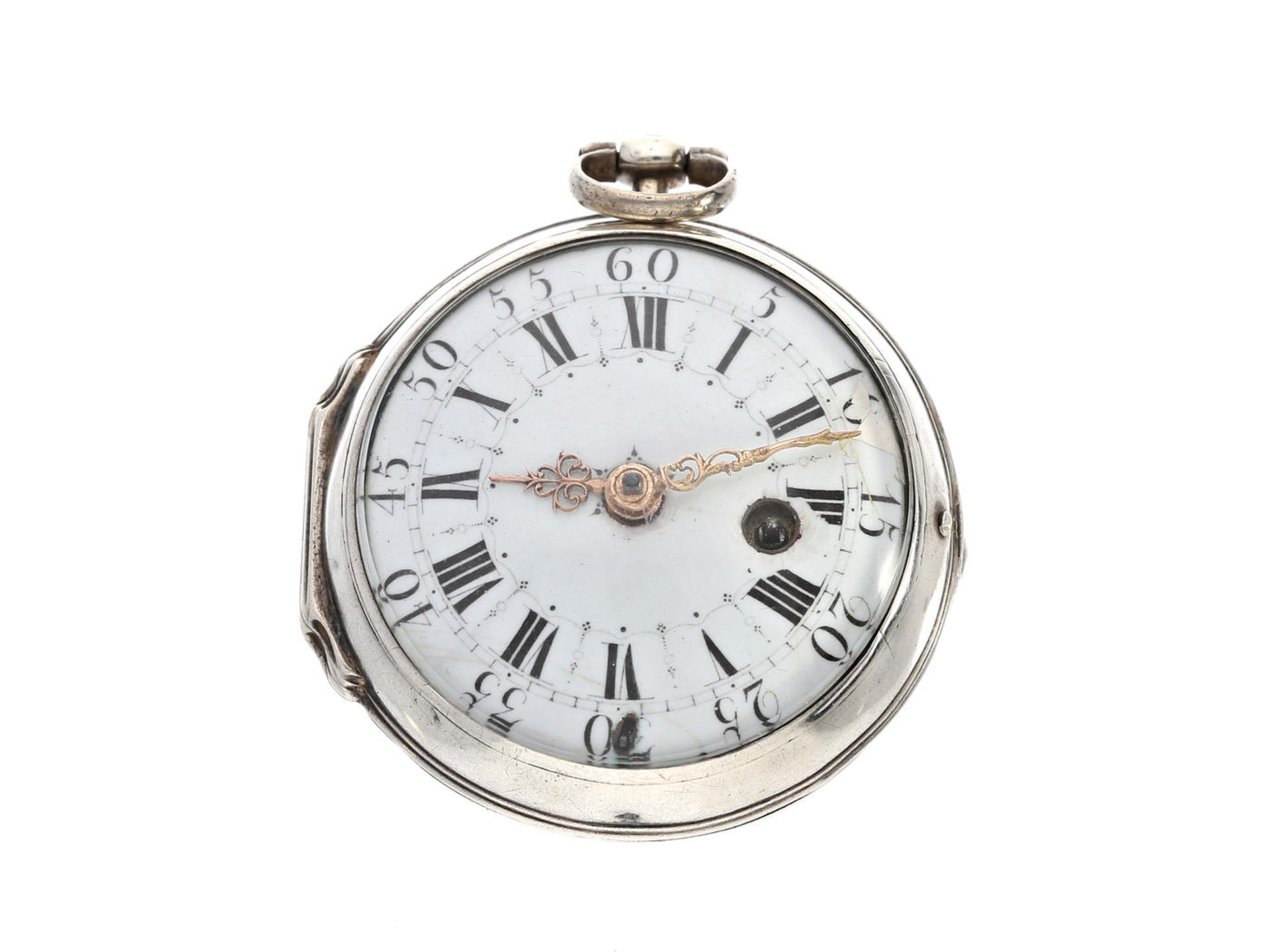 Taschenuhr: seltene, kleine, frühe französische Oignon, um 1740, Lenoir a Lyon No.164 Ca. Ø48mm, ca.