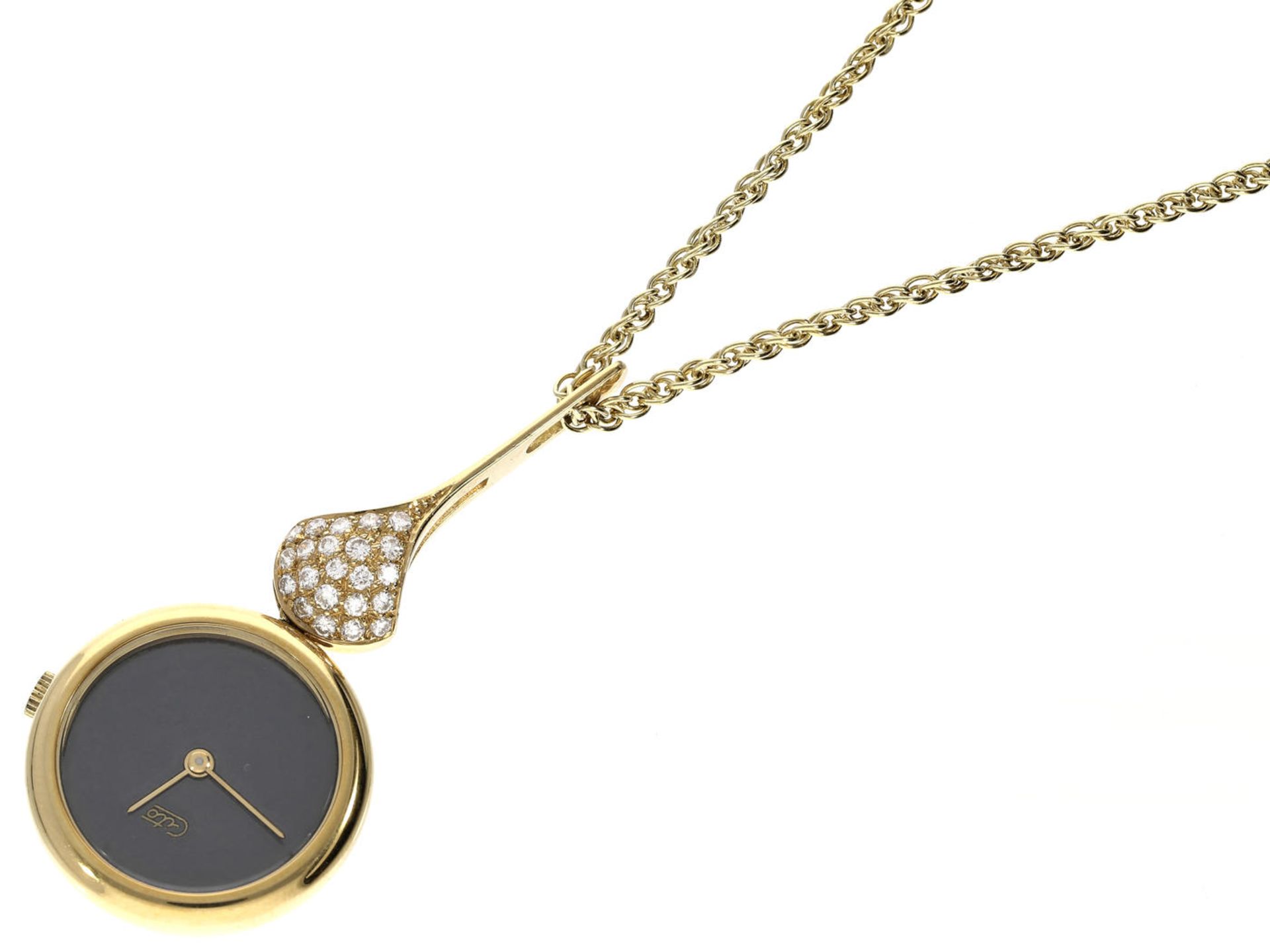 Kette/Collier/Anhängeuhr: hochwertige Schmuckuhr an langer Goldkette, Marke Cito, NP 2.710€ Kette