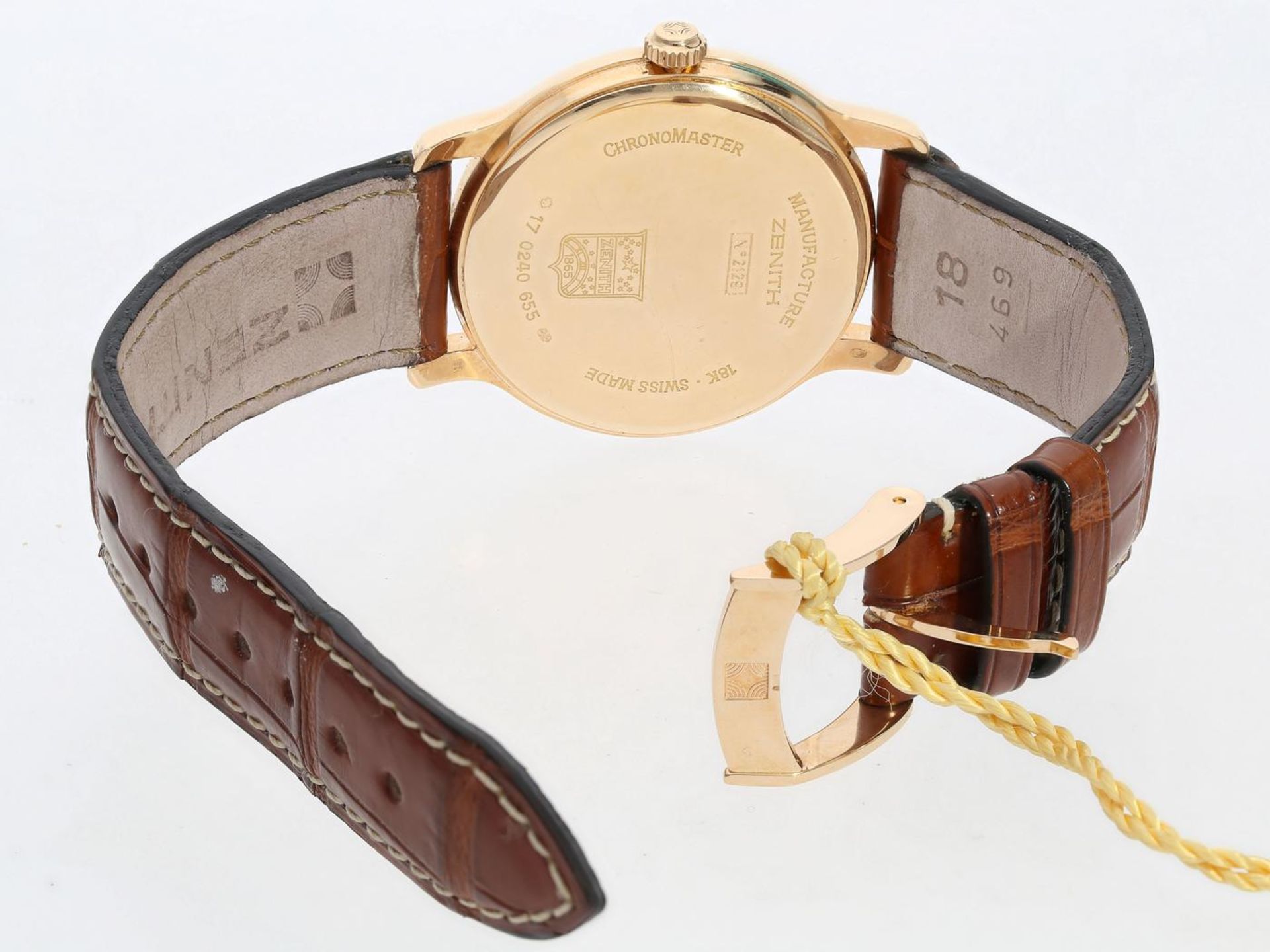 Armbanduhr: hochfeine Herrenuhr, roségoldene Zenith Elite HW, zertifiziertes Chronometer mit - Bild 2 aus 2