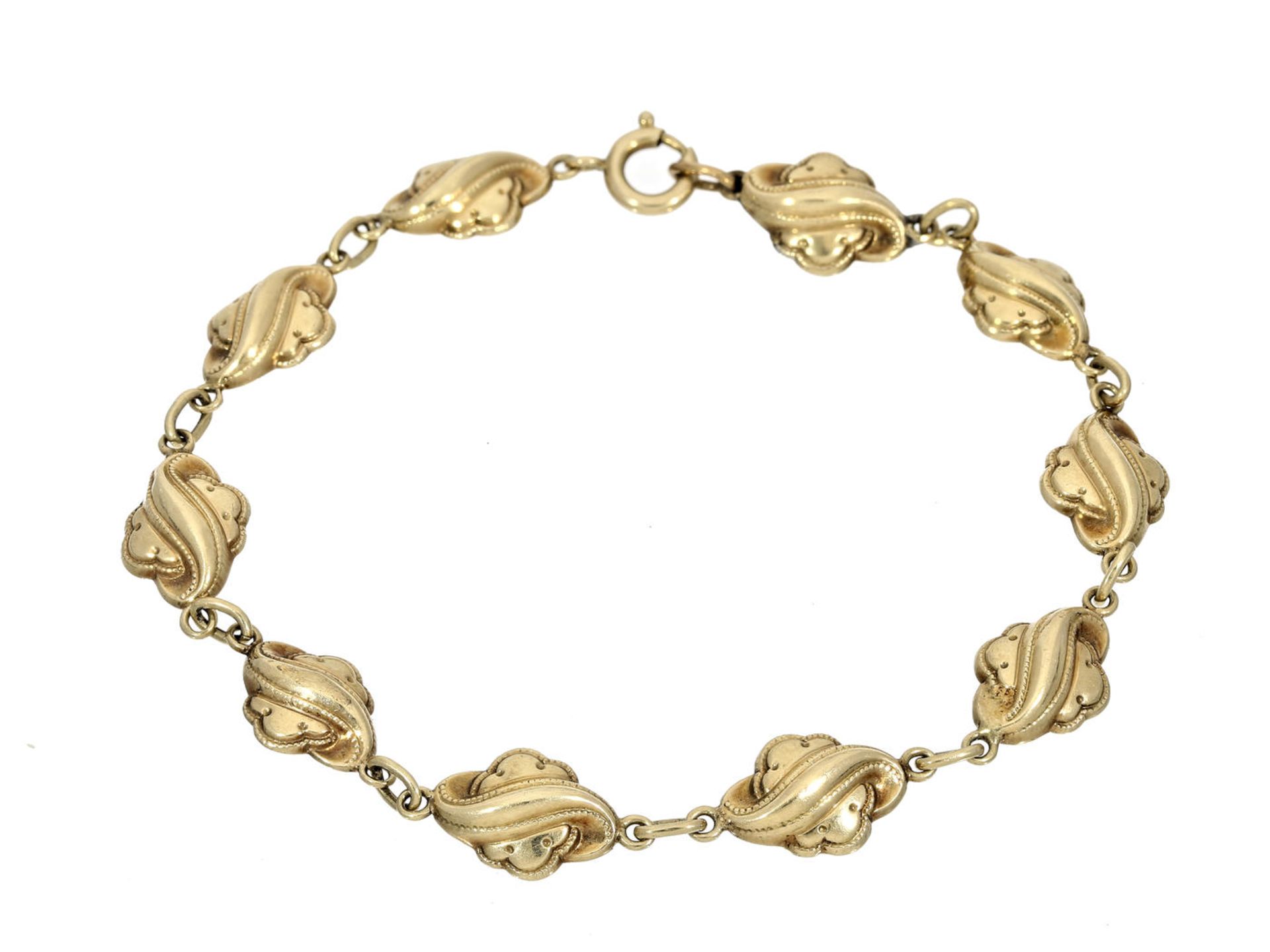 Armband: feines, antikes Schaumgold-Armband Ca. 20,5cm lang, ca.6,6g, 14K Gold, kleine
